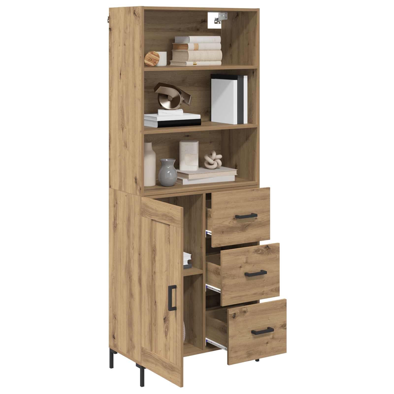 Haut Armoire avec tiroir Chêne artisanal 69,5 x 34 x 180 cm - XIOS