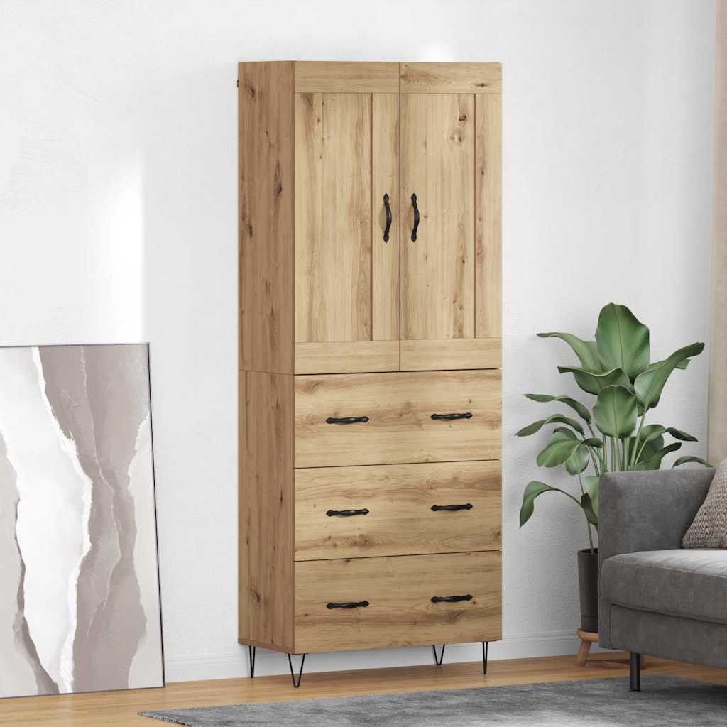 Haut Armoire avec tiroir Chêne artisanal 69,5 x 34 x 180 cm - XIOS
