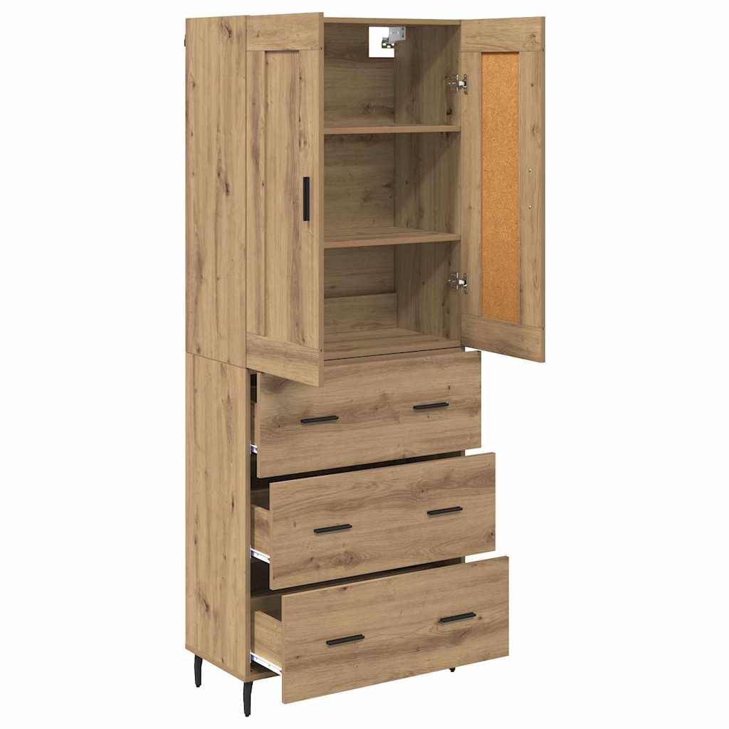 Haut Armoire 2 pcs Chêne artisanal Bois Aggloméré et Verre - XIOS