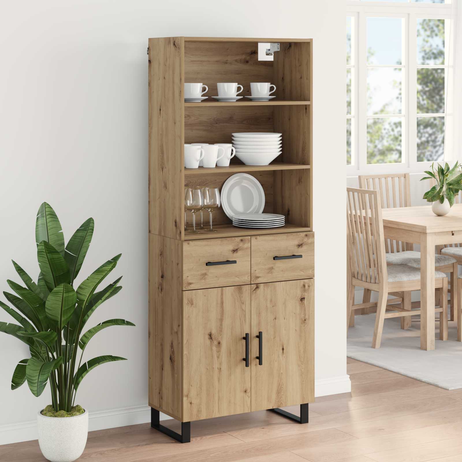 Haut Armoire 2 pcs Chêne artisanal Bois d'ingénierie - XIOS