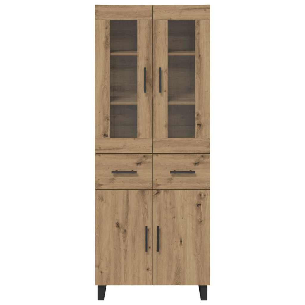 Haut Armoire 2 pcs Chêne artisanal Bois Aggloméré et Verre - XIOS