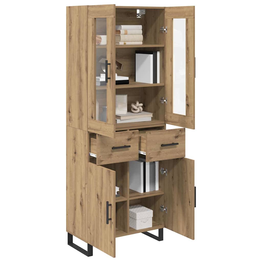 Haut Armoire 2 pcs Chêne artisanal Bois Aggloméré et Verre - XIOS