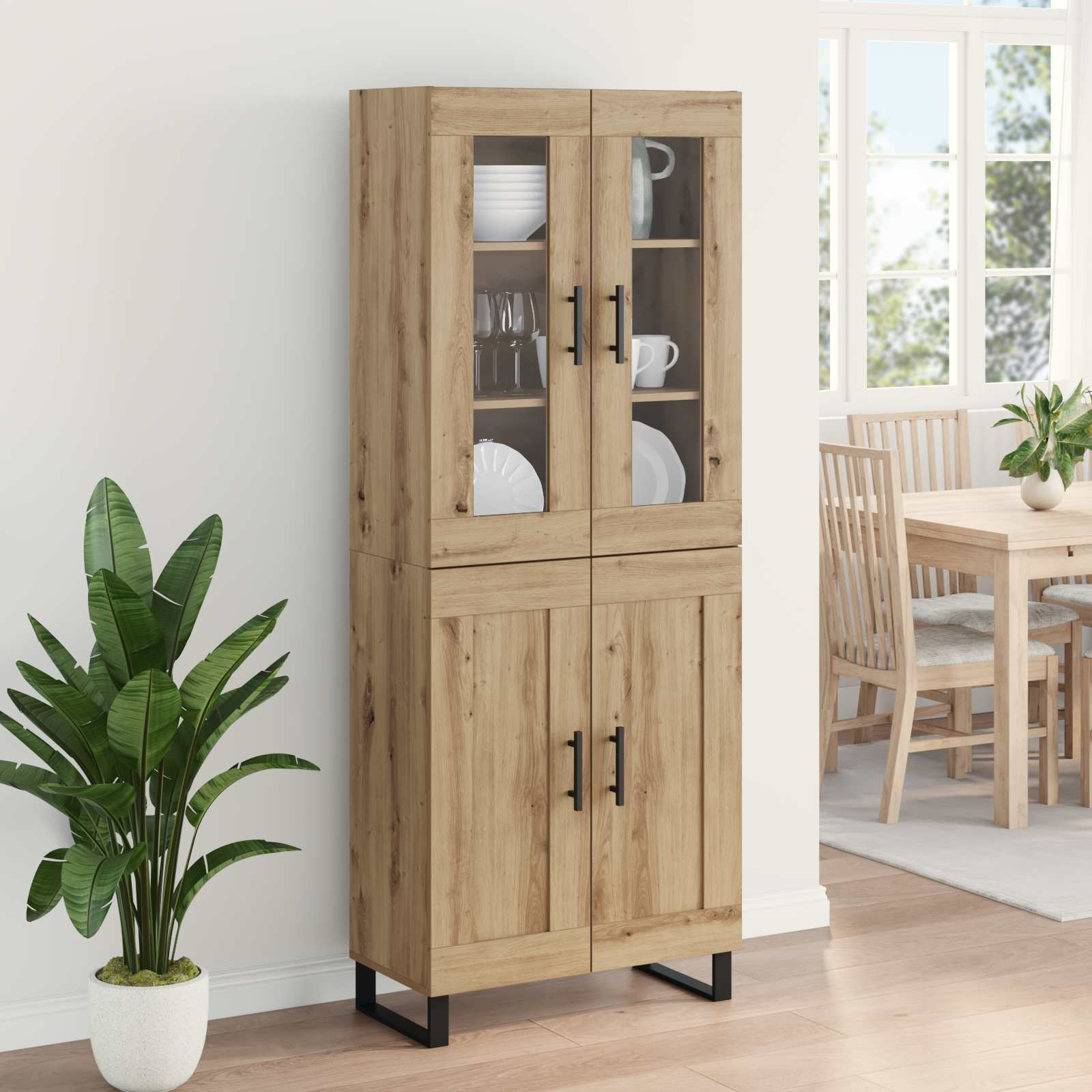 Haut Armoire 2 pcs Chêne artisanal Bois Aggloméré et Verre - XIOS