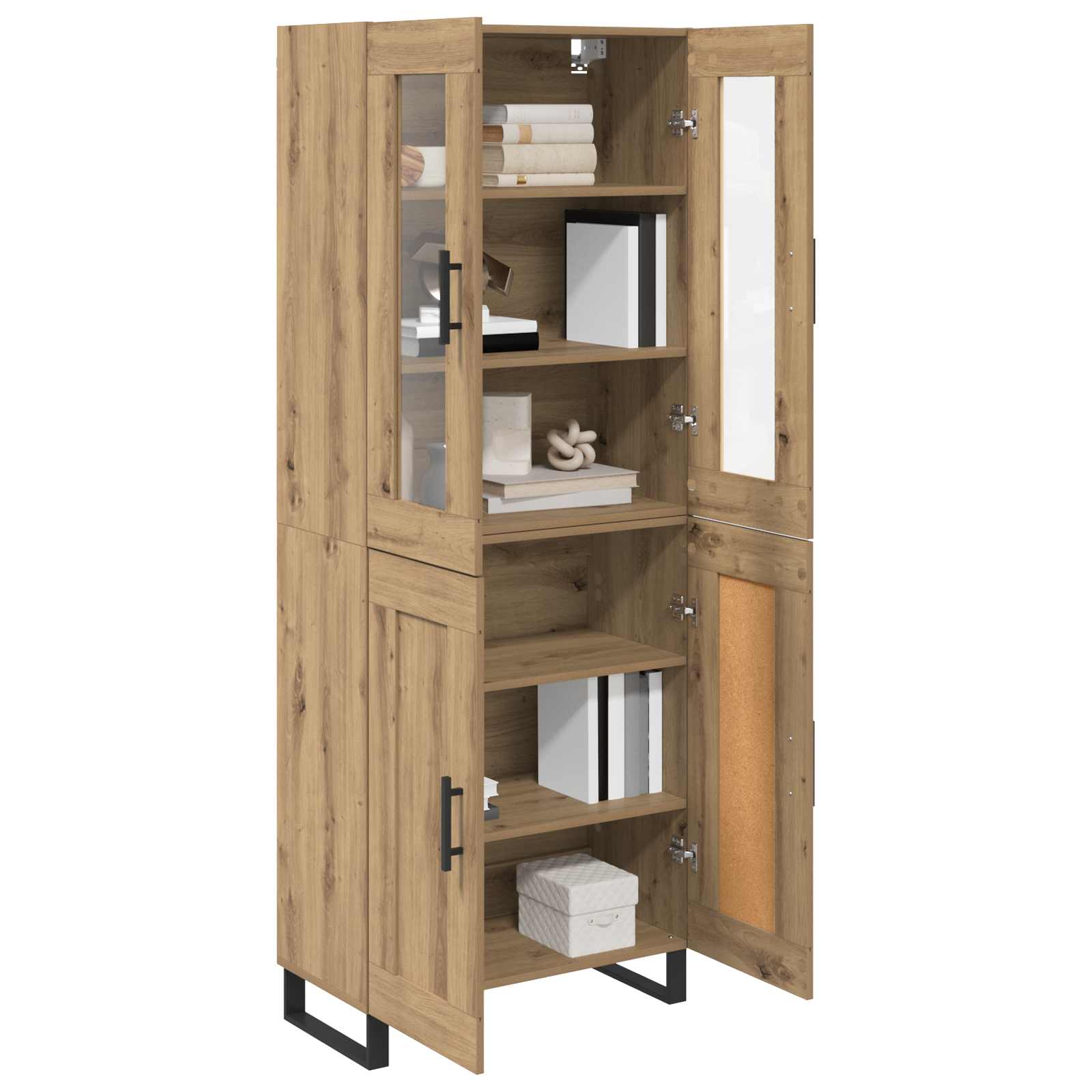 Haut Armoire 2 pcs Chêne artisanal Bois Aggloméré et Verre - XIOS