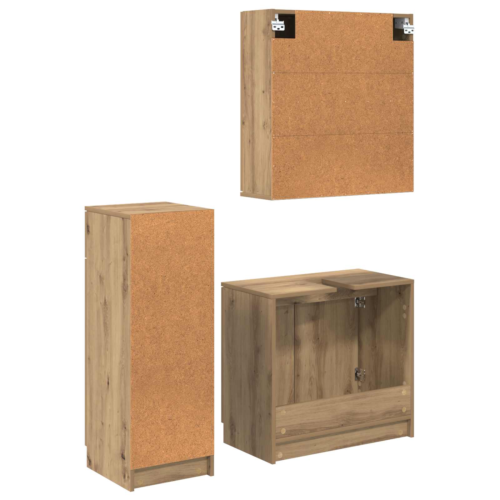 Ensemble de mobilier de salle de bain 3 pc Chêne artisanal