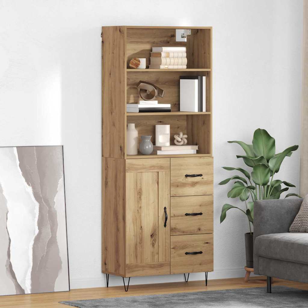 Haut Armoire 2 pc Chêne artisanal 69,5 x 34 x 180 cm