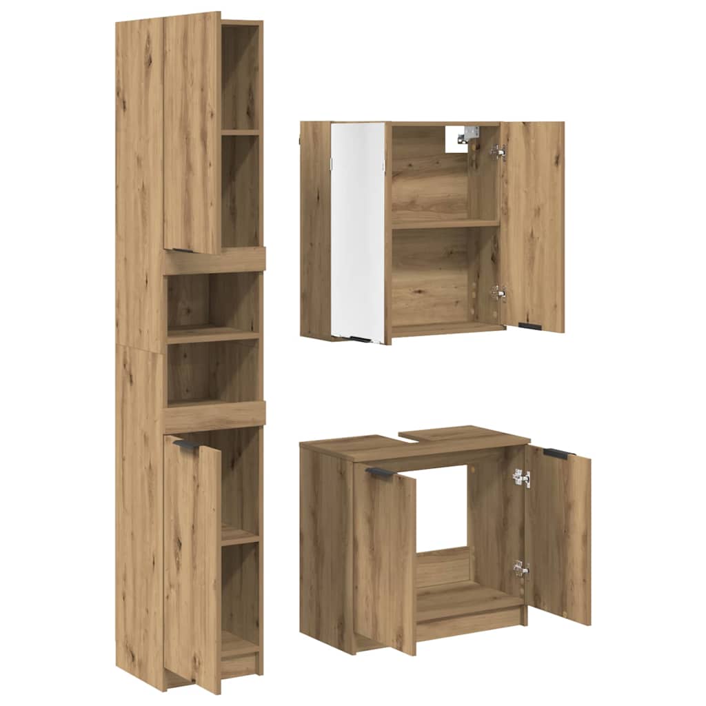 Ensemble de Meubles de Salle de Bain 3 pièces Chêne artisanal