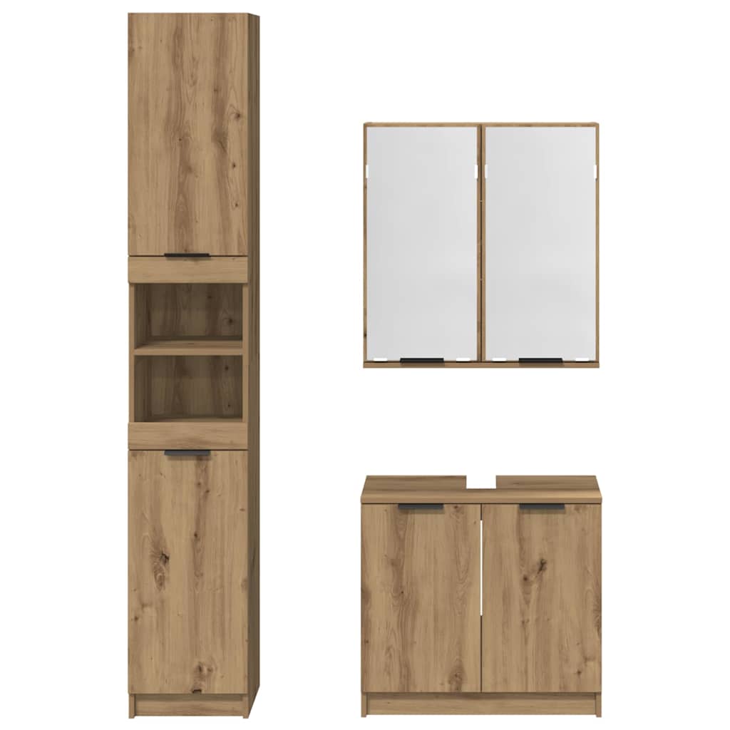 Ensemble de Meubles de Salle de Bain 3 pièces Chêne artisanal