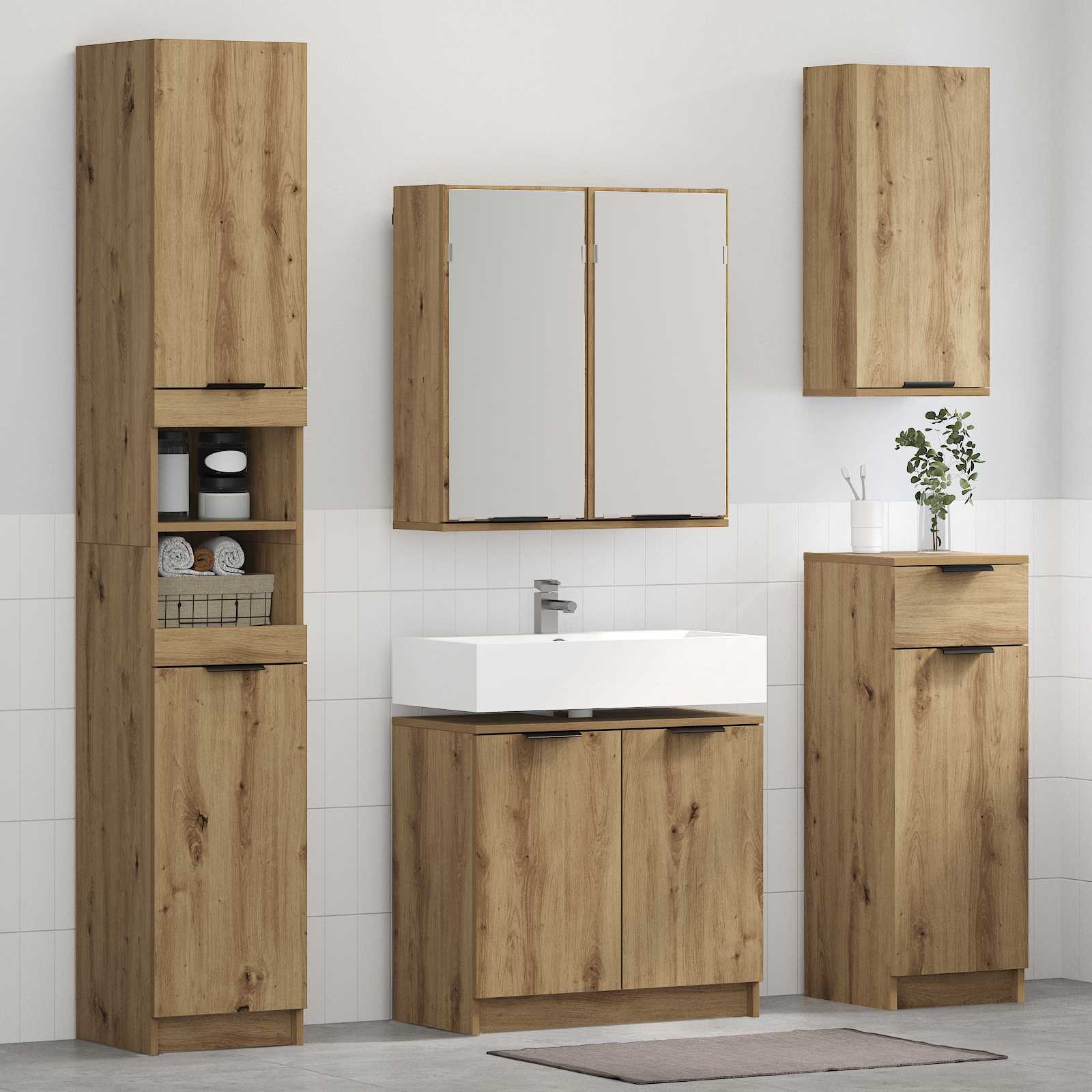 Ensemble de mobilier de salle de bain 5 pc Chêne artisanal