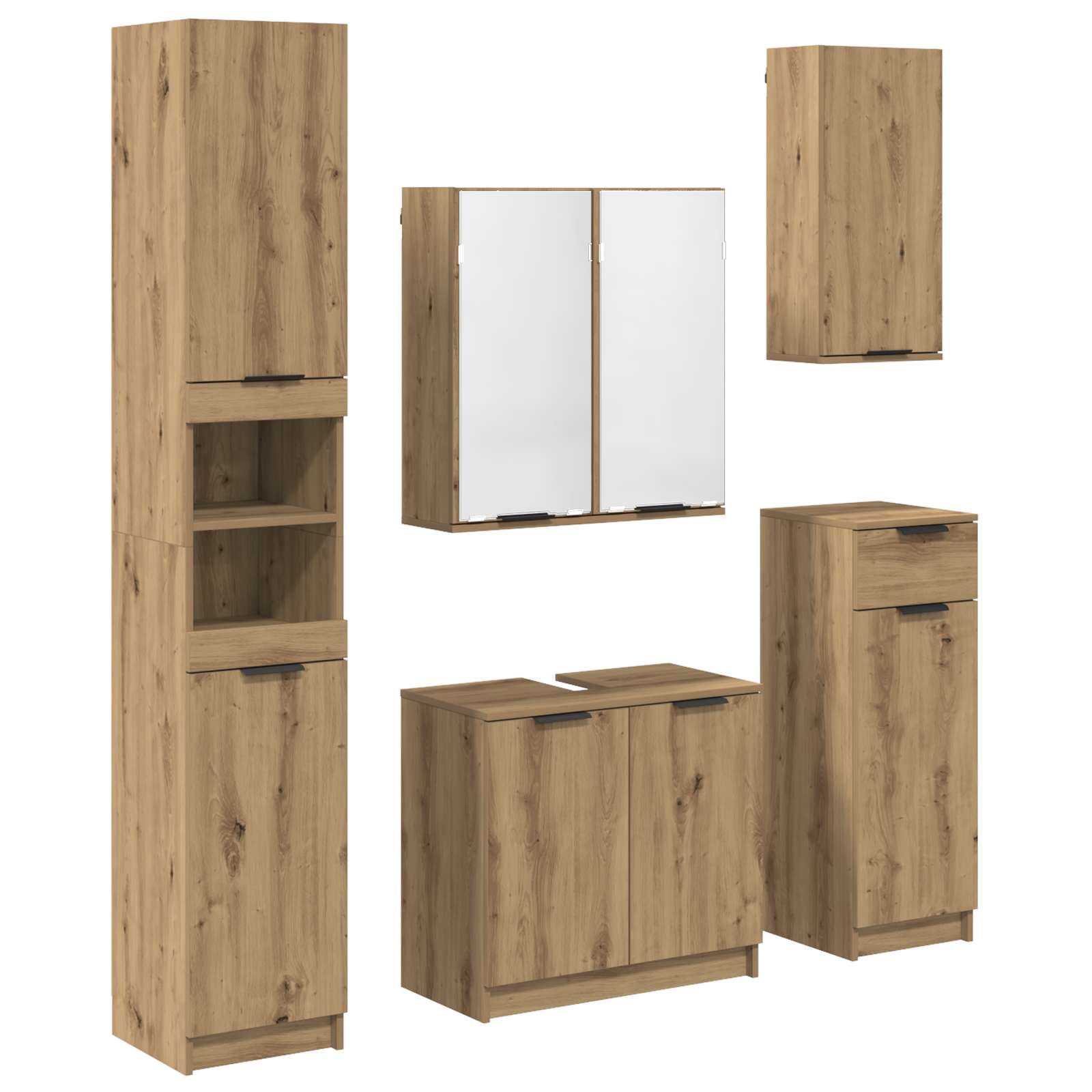 Ensemble de mobilier de salle de bain 5 pc Chêne artisanal
