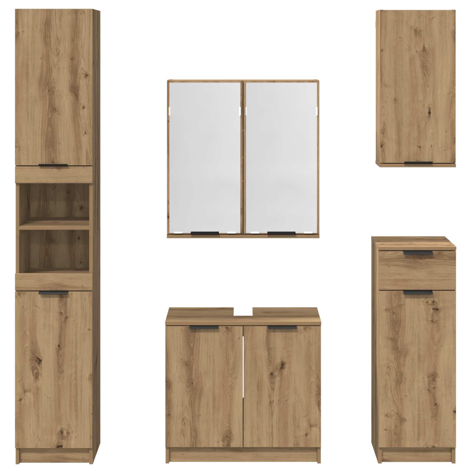 Ensemble de mobilier de salle de bain 5 pc Chêne artisanal