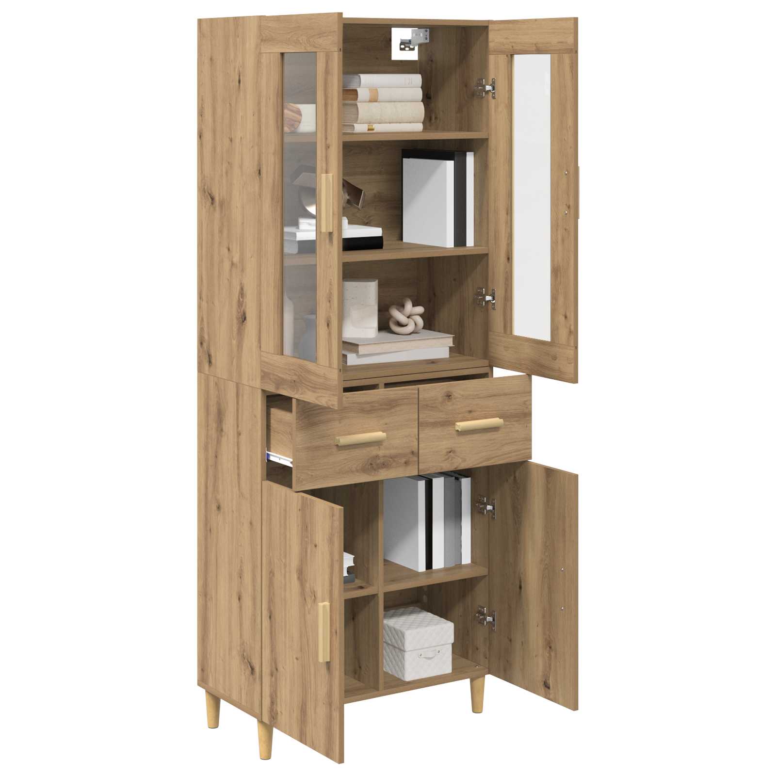Haut Armoire avec tiroir Chêne artisanal 69,5 x 34 x 180 cm - XIOS