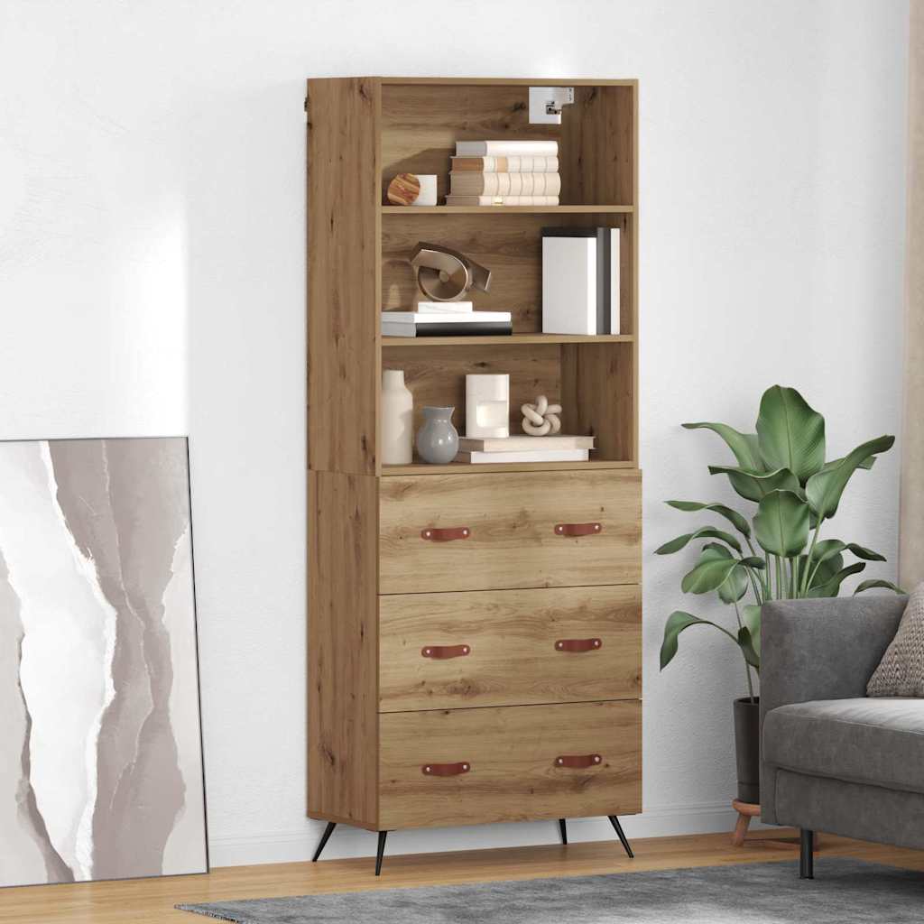 Haut Armoire avec tiroir Chêne artisanal 69,5 x 34 x 180 cm - XIOS
