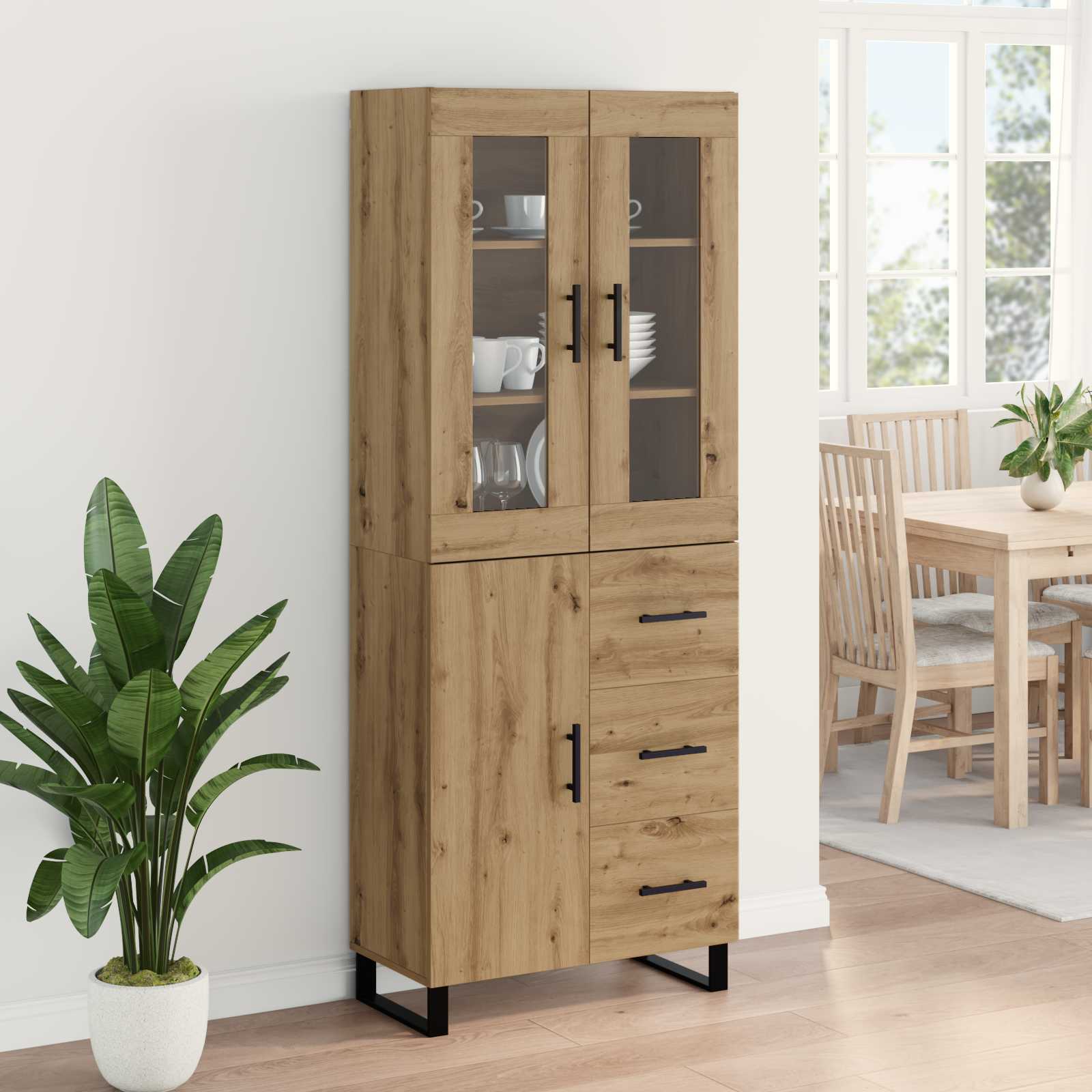 Haut Armoire 2 pcs Chêne artisanal Bois Aggloméré et Verre - XIOS