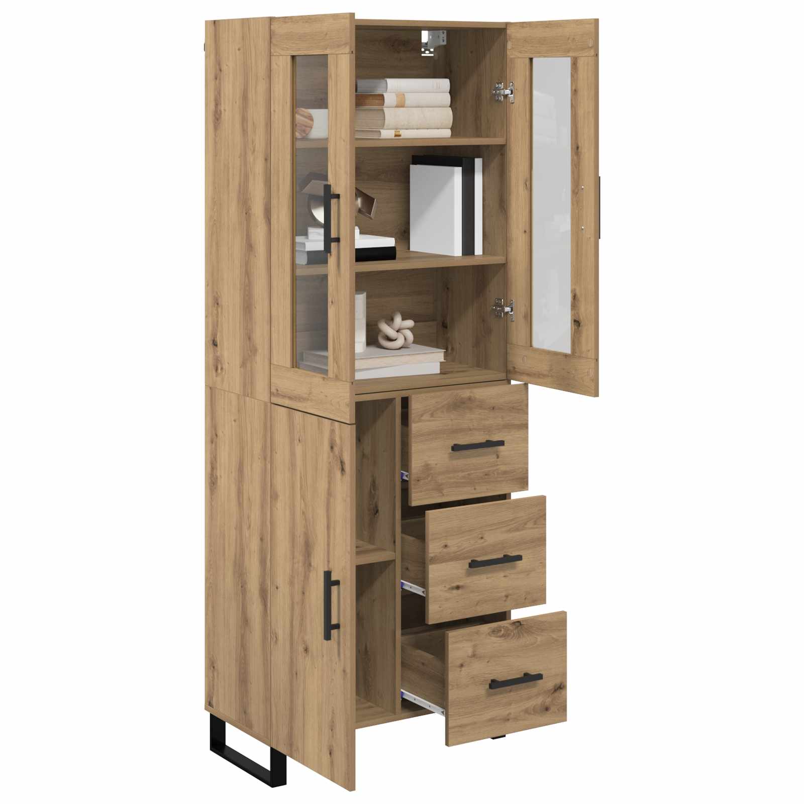 Haut Armoire 2 pcs Chêne artisanal Bois Aggloméré et Verre - XIOS