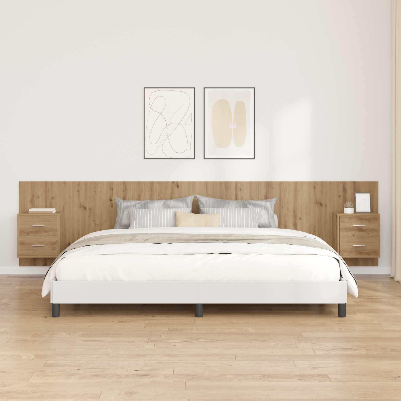 Tête de lit avec armoire avec tiroir 3 pcs Chêne artisanal - XIOS