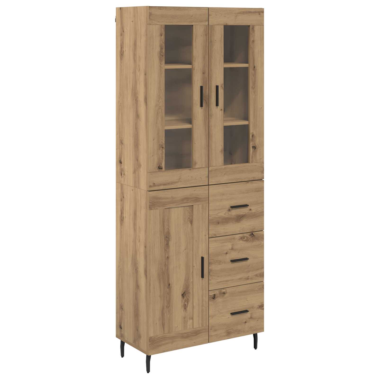 Haut Armoire 2 pcs Chêne artisanal Bois Aggloméré et Verre - XIOS