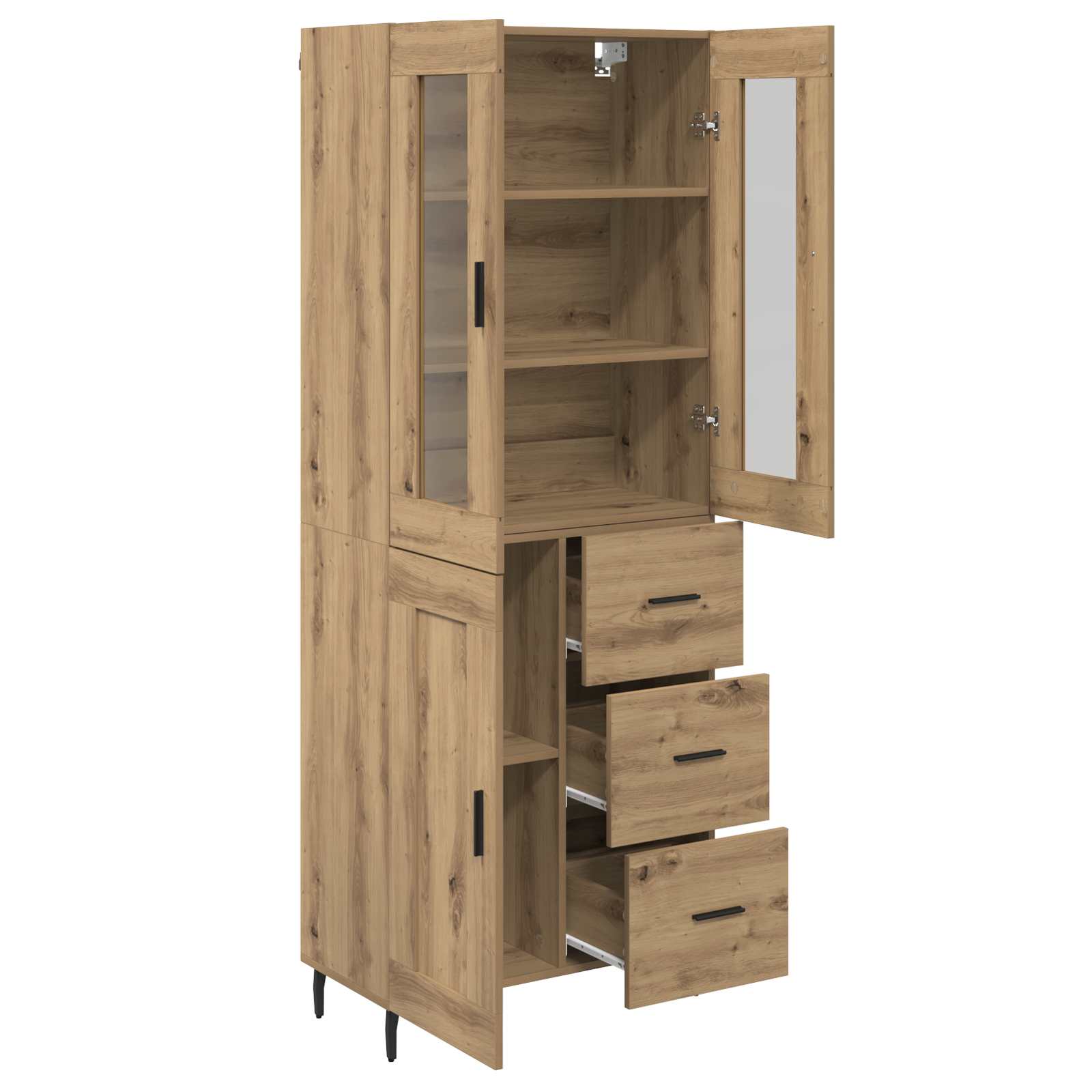 Haut Armoire 2 pcs Chêne artisanal Bois Aggloméré et Verre - XIOS