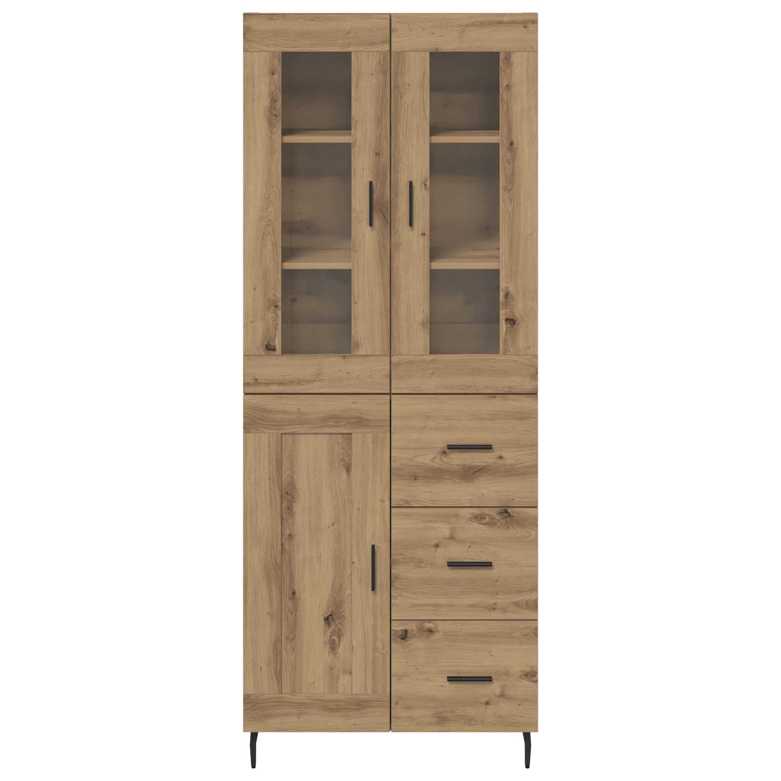 Haut Armoire 2 pcs Chêne artisanal Bois Aggloméré et Verre - XIOS