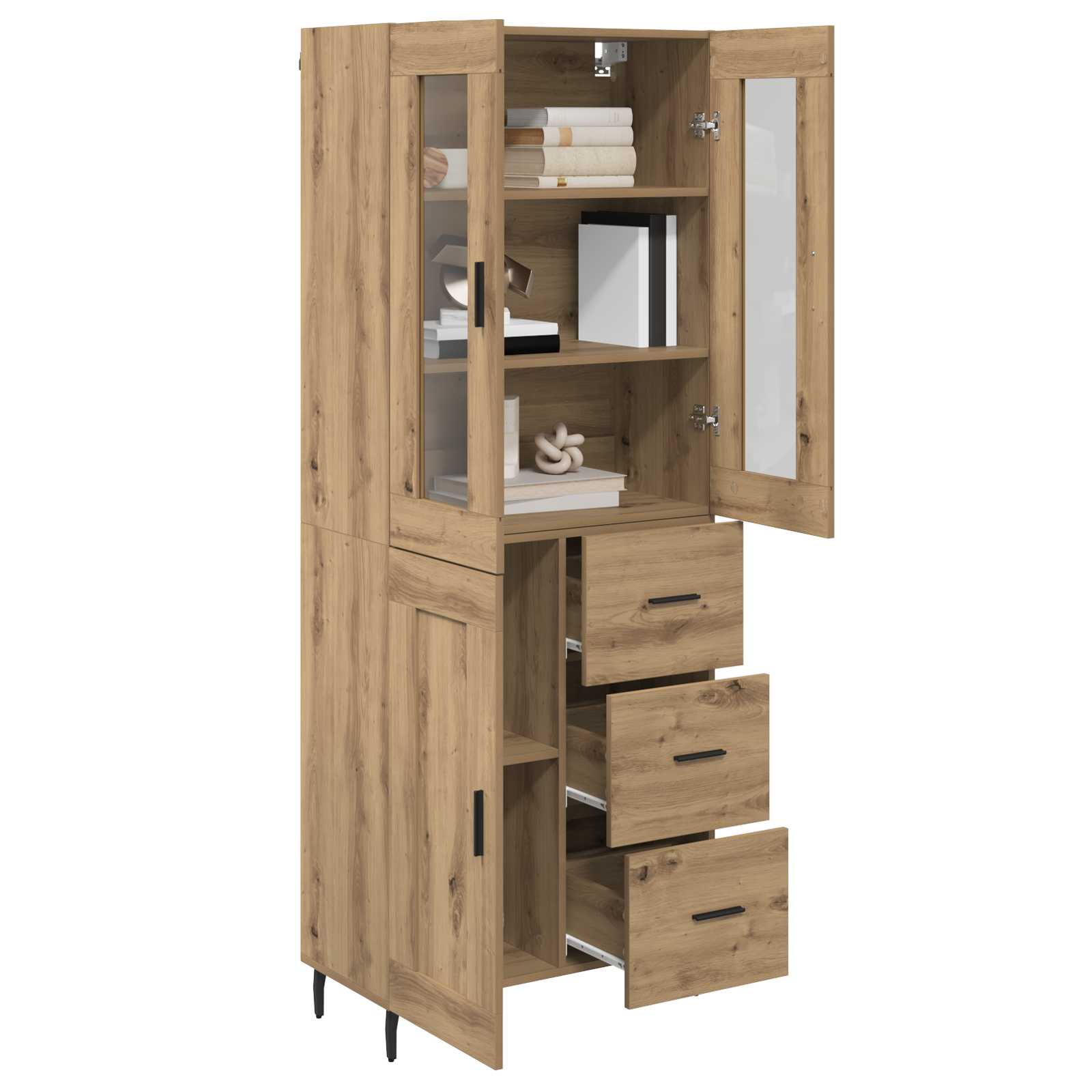 Haut Armoire 2 pcs Chêne artisanal Bois Aggloméré et Verre - XIOS