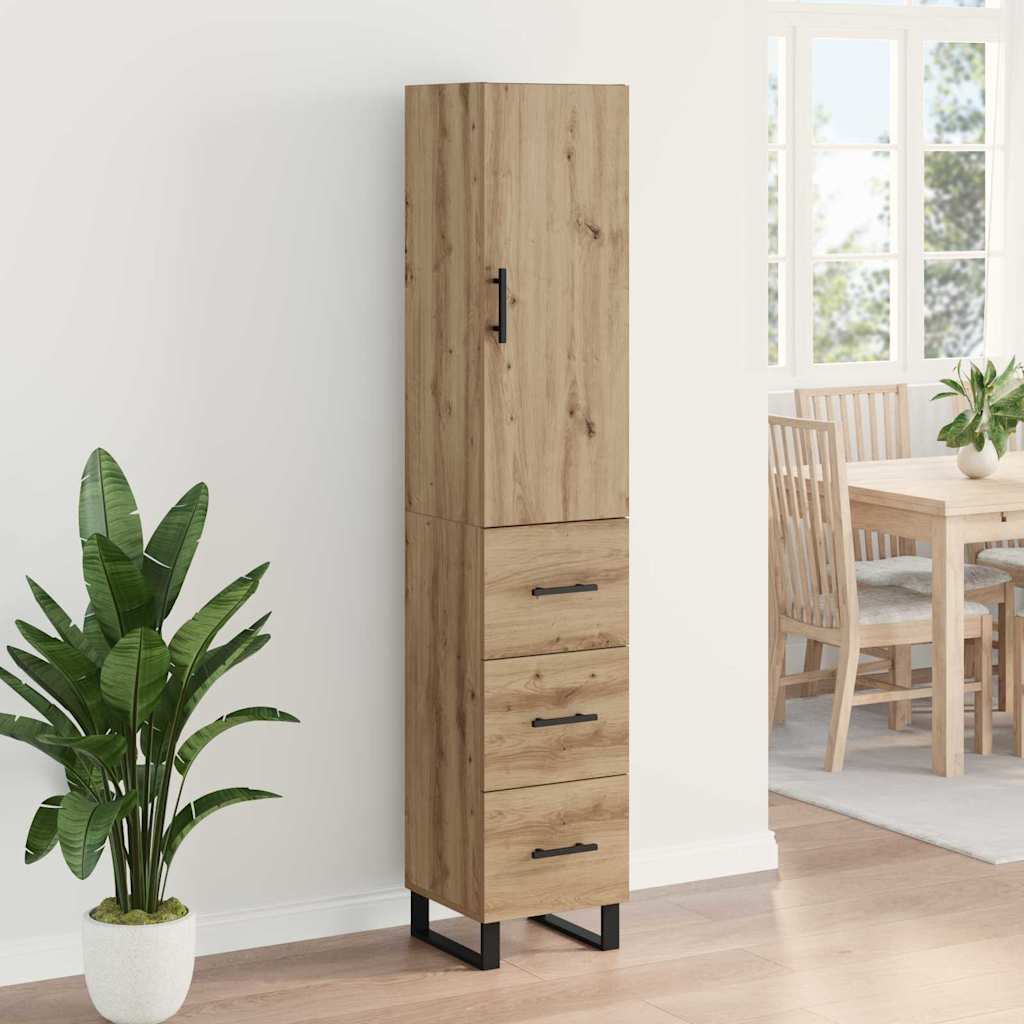 Haut Armoire avec tiroir Chêne artisanal 34,5 x 34 x 180 cm - XIOS
