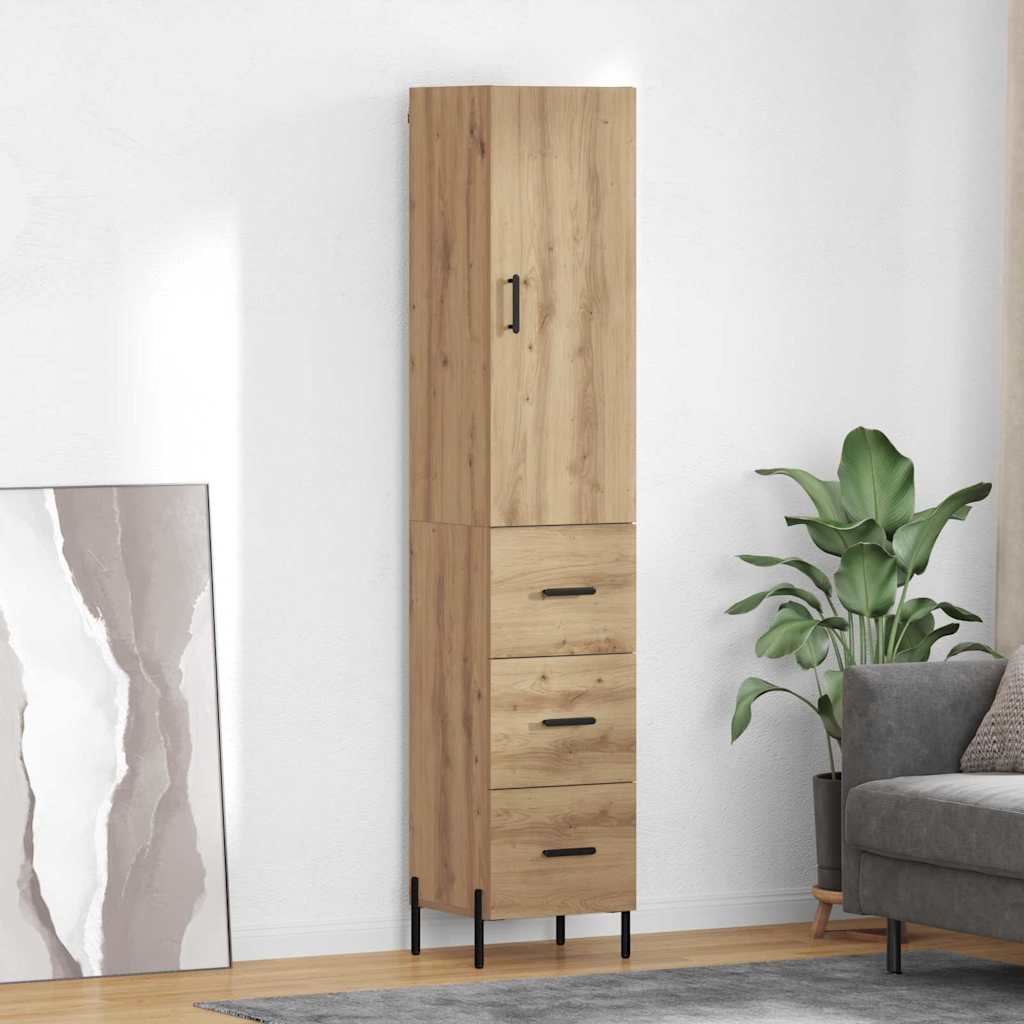 Haut Armoire avec tiroir Chêne artisanal 34,5 x 34 x 180 cm - XIOS