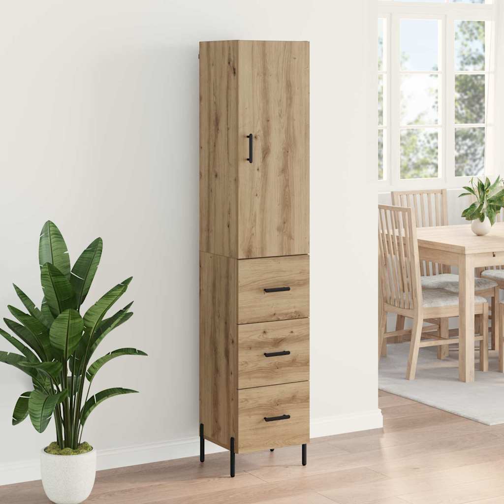 Haut Armoire avec tiroir Chêne artisanal 34,5 x 34 x 180 cm - XIOS