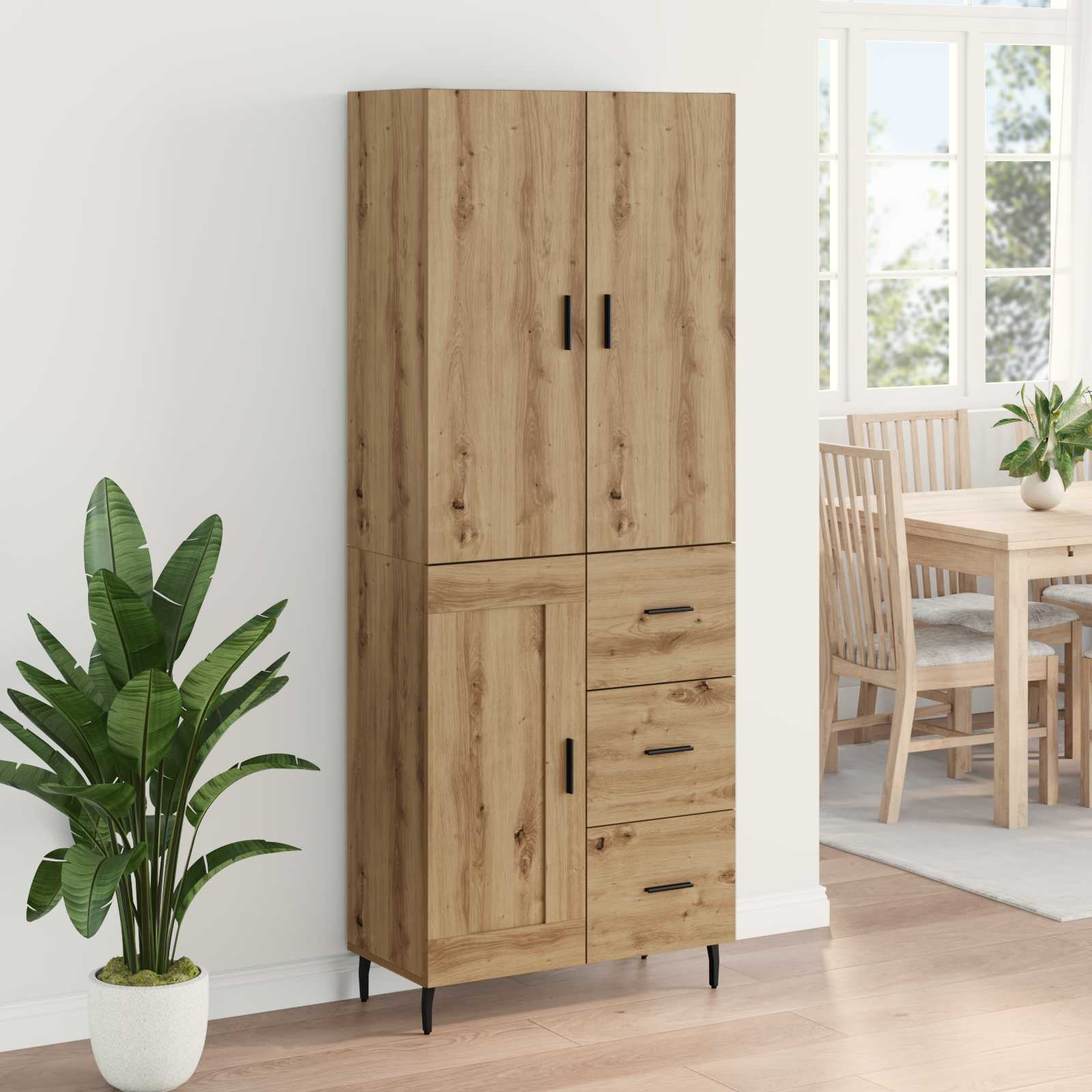 Haut Armoire avec tiroir Chêne artisanal 69,5 x 34 x 180 cm - XIOS
