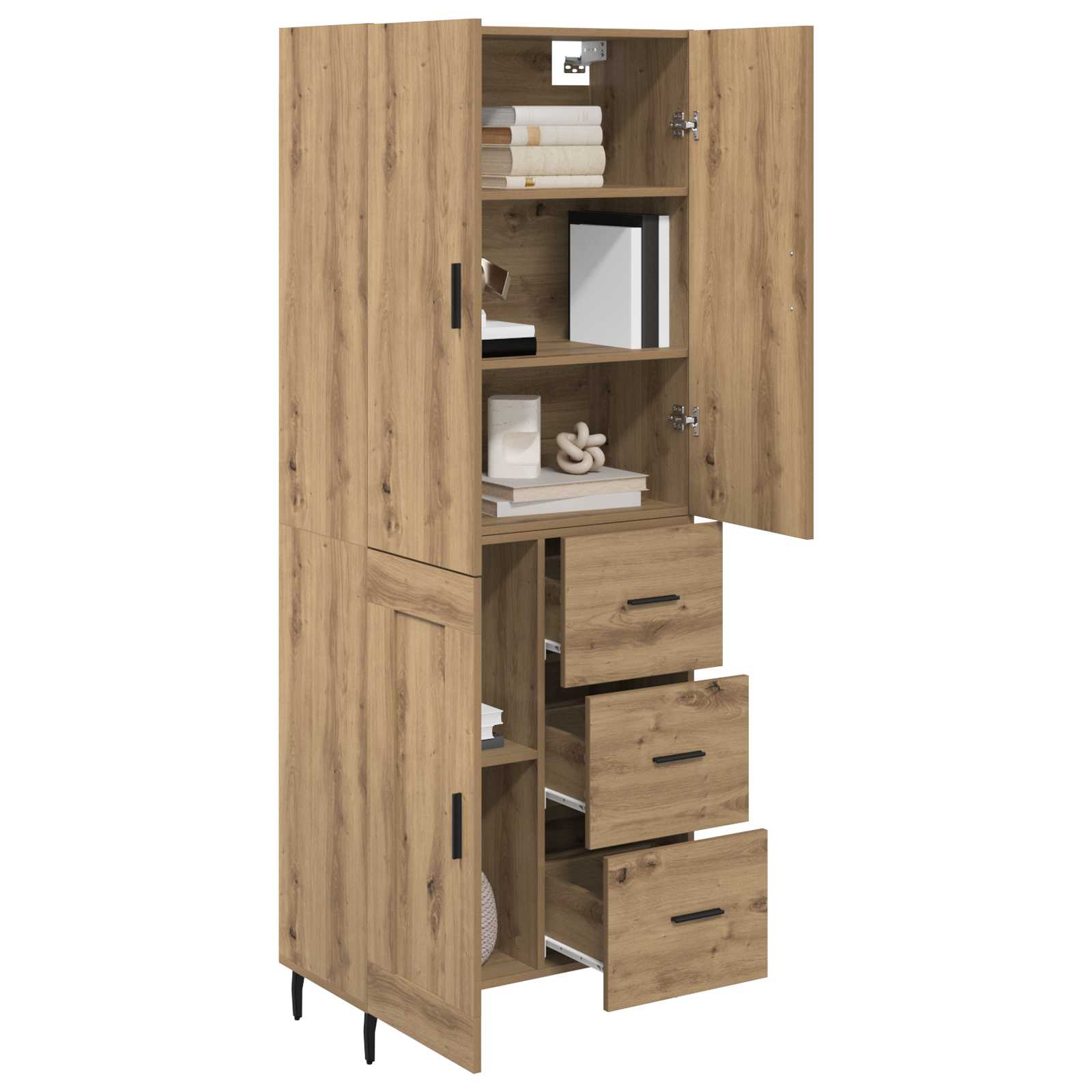 Haut Armoire 2 pcs Chêne artisanal 69,5 x 34 x 180 cm