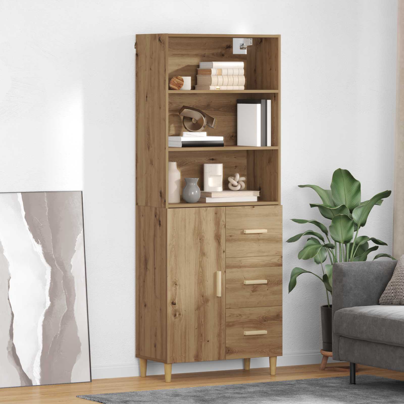 Haut Armoire avec tiroir Chêne artisanal 69,5 x 32,5 x 180 cm - XIOS