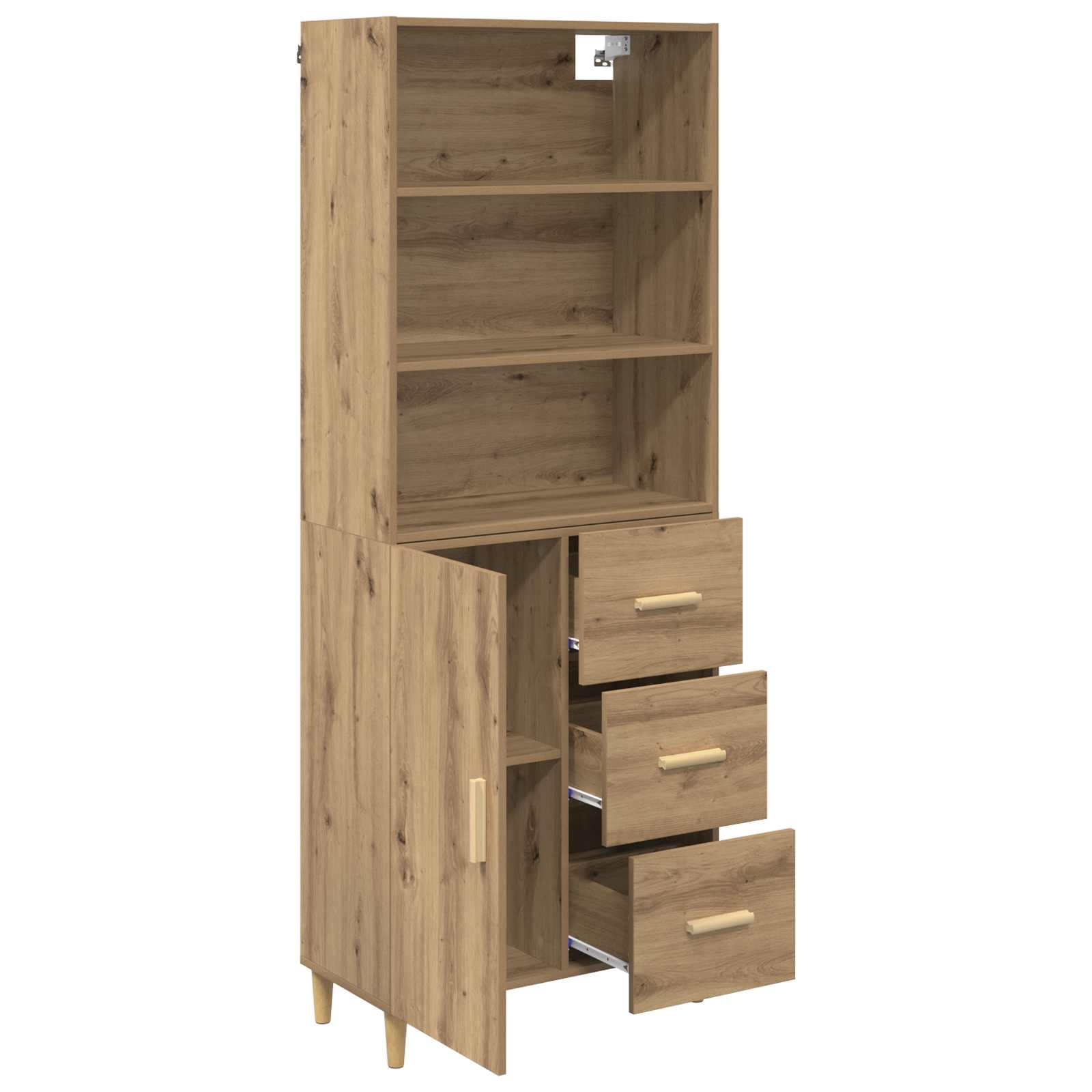 Haut Armoire avec tiroir Chêne artisanal 69,5 x 32,5 x 180 cm - XIOS