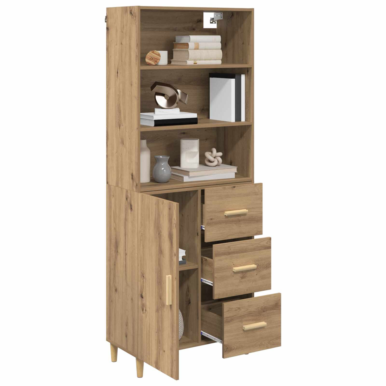 Haut Armoire avec tiroir Chêne artisanal 69,5 x 32,5 x 180 cm - XIOS