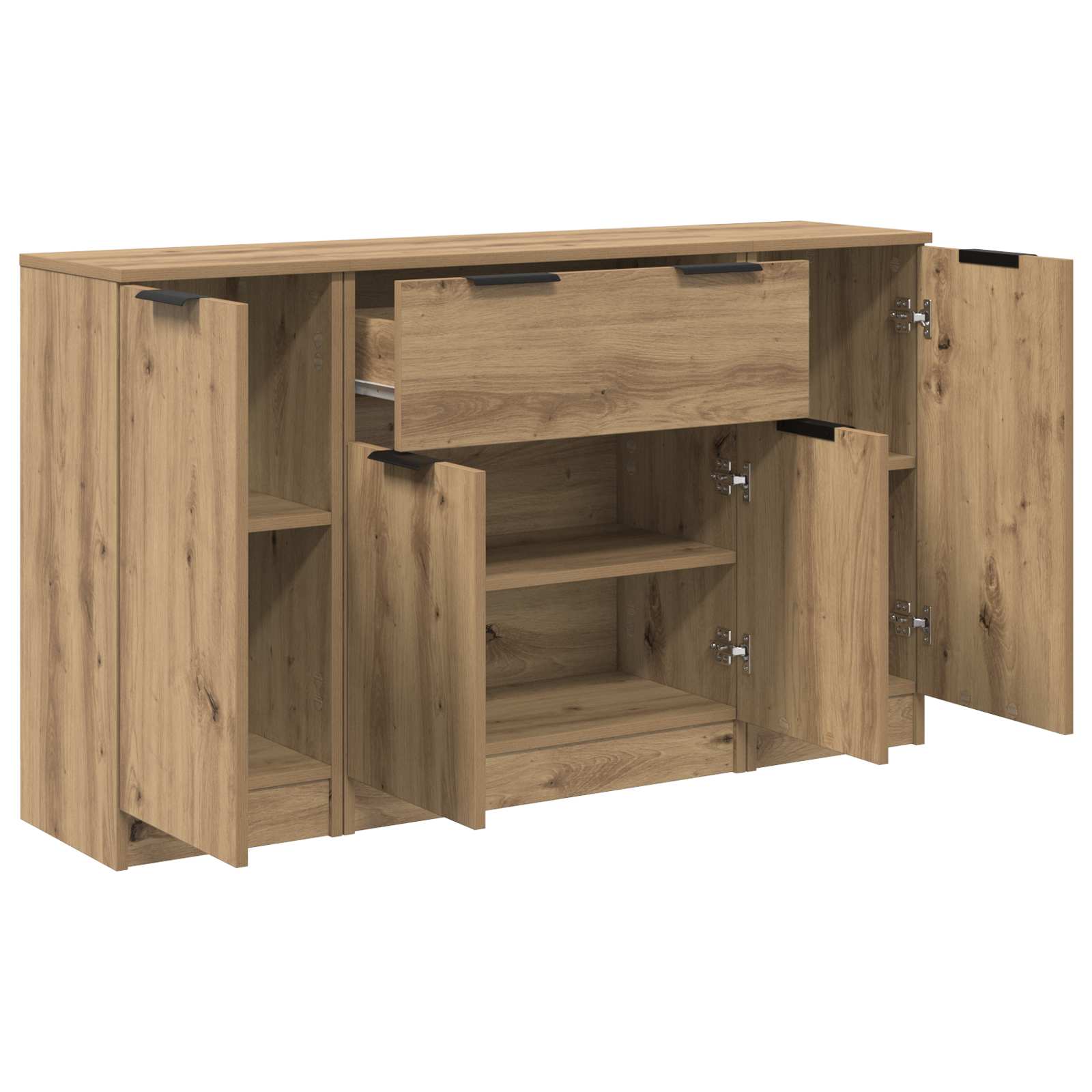 Buffet 3 pc Chêne artisanal 120 x 30 x 70 cm Bois d'ingénierie
