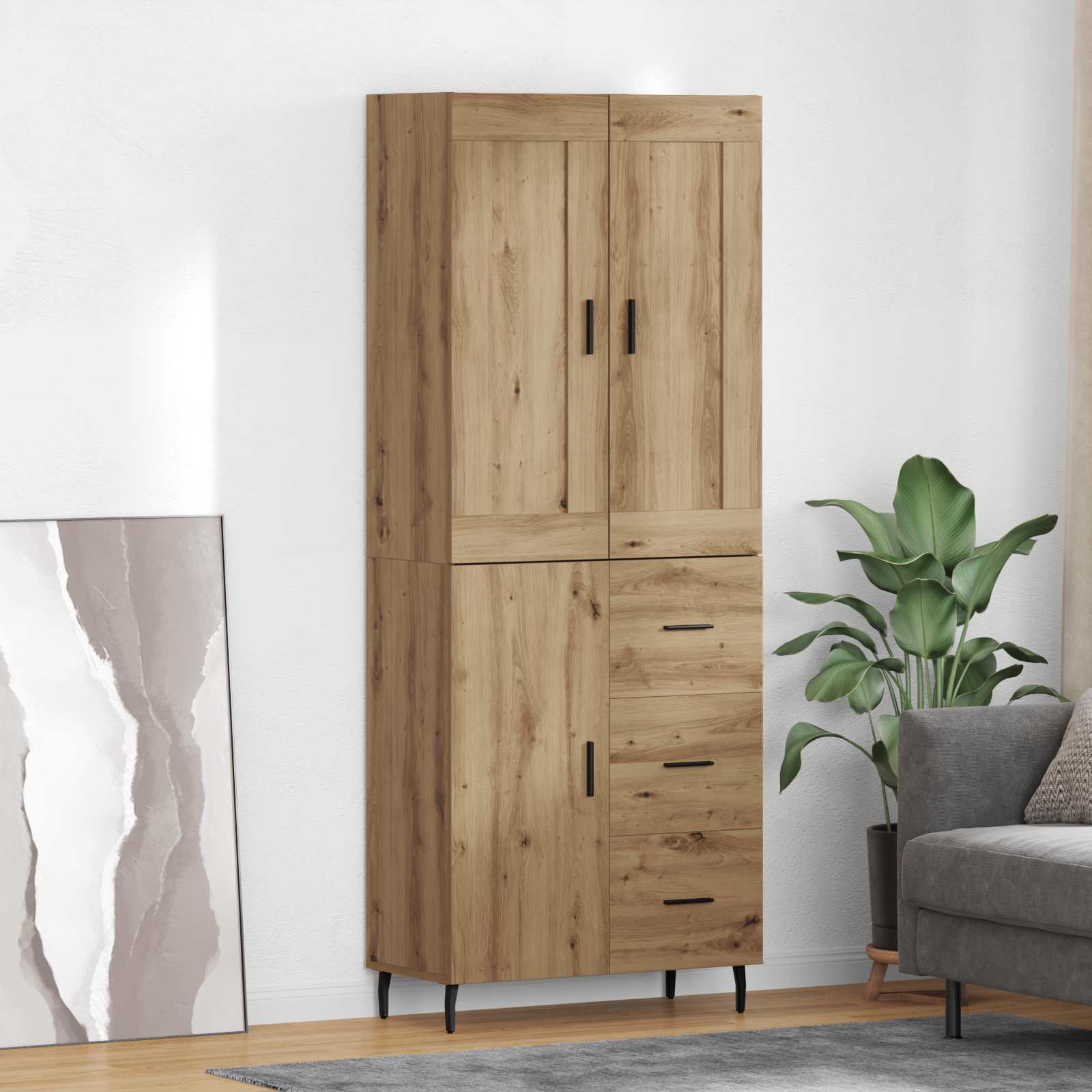 Haut Armoire 2 pcs Chêne artisanal Bois Aggloméré et Verre - XIOS