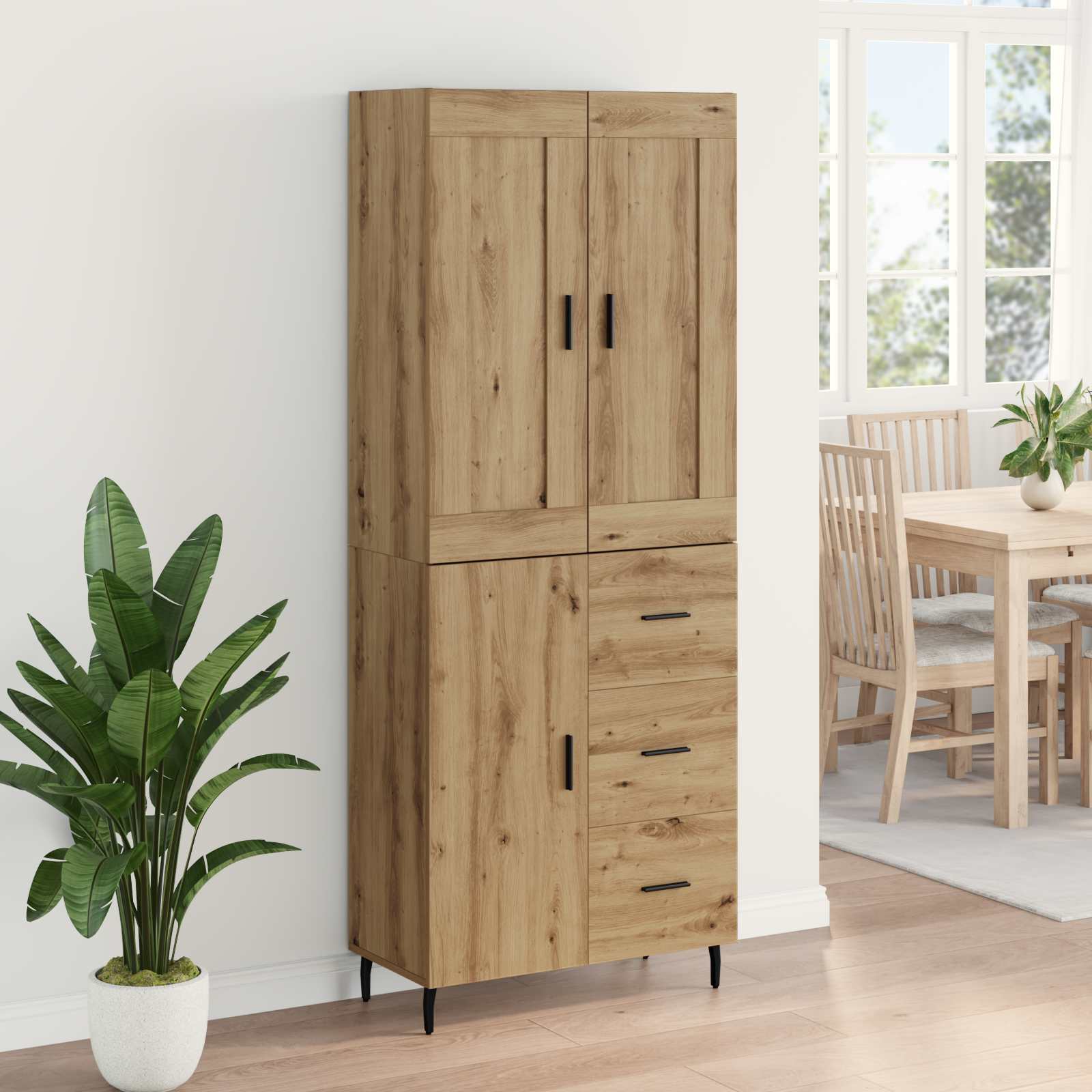 Haut Armoire 2 pcs Chêne artisanal Bois Aggloméré et Verre - XIOS