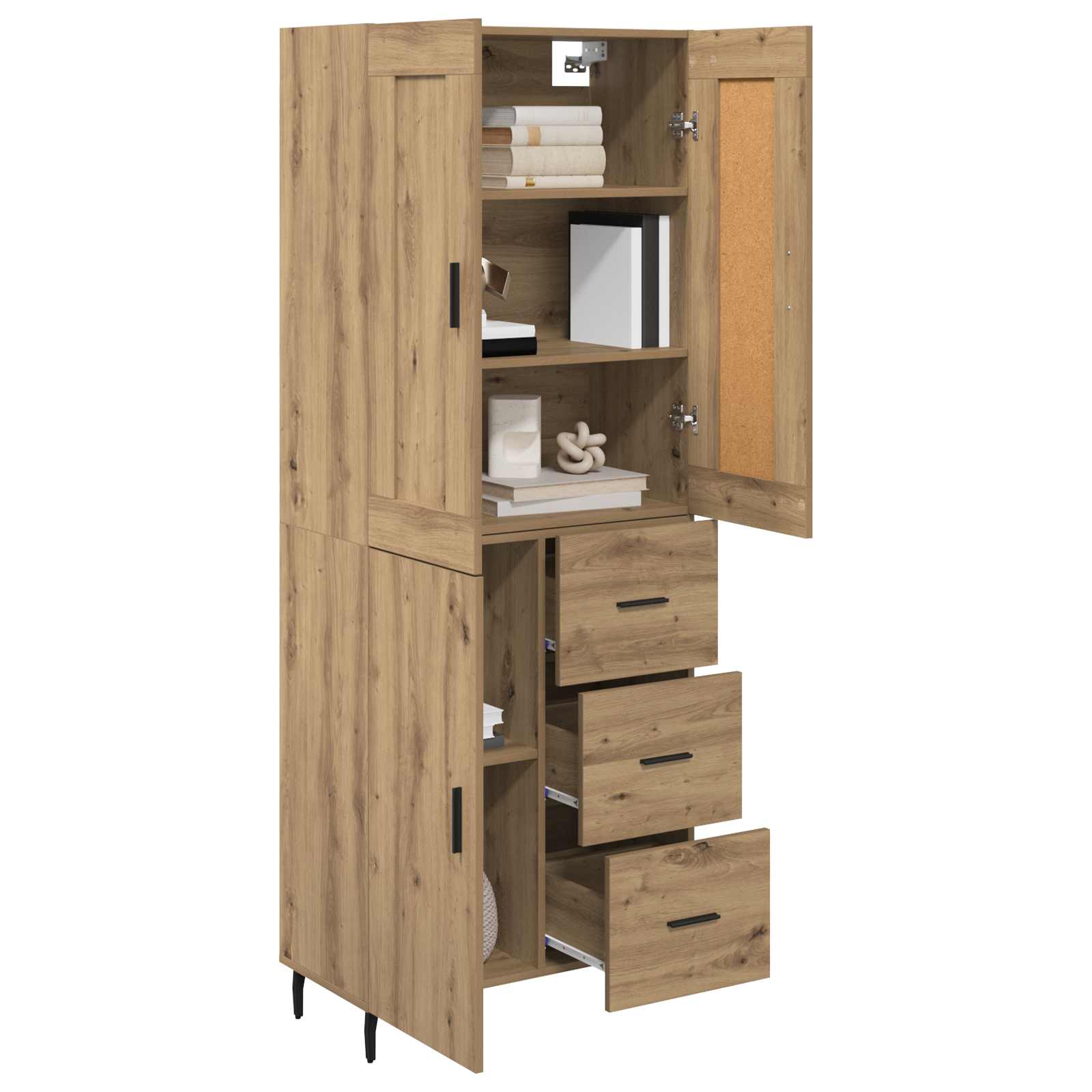 Haut Armoire 2 pcs Chêne artisanal Bois Aggloméré et Verre - XIOS