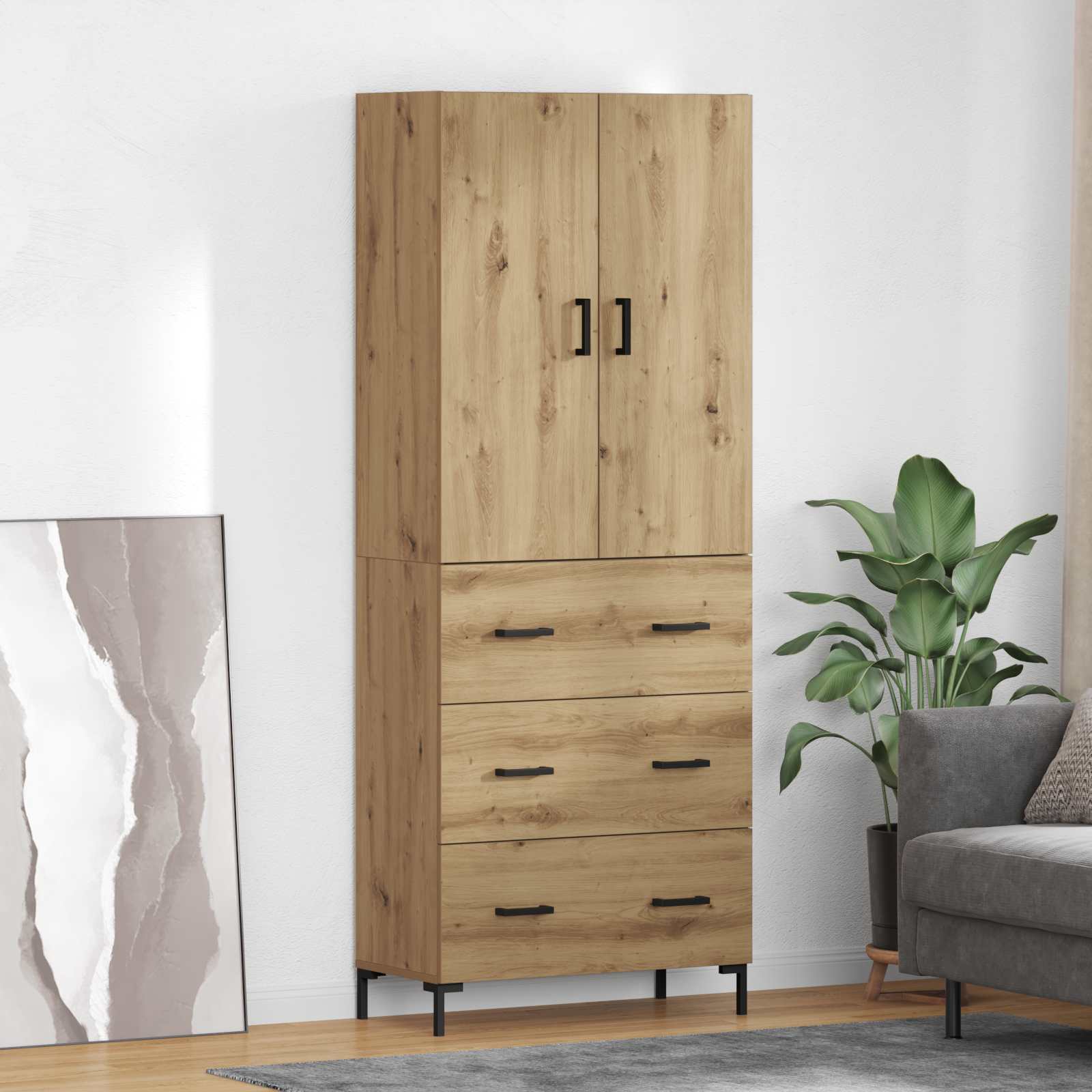 Haut Armoire Montage mural Chêne artisanal 69,5 x 34 x 180 cm - XIOS