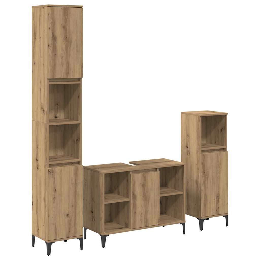 Ensemble de mobilier de salle de bain 3 pièces Chêne artisanal
