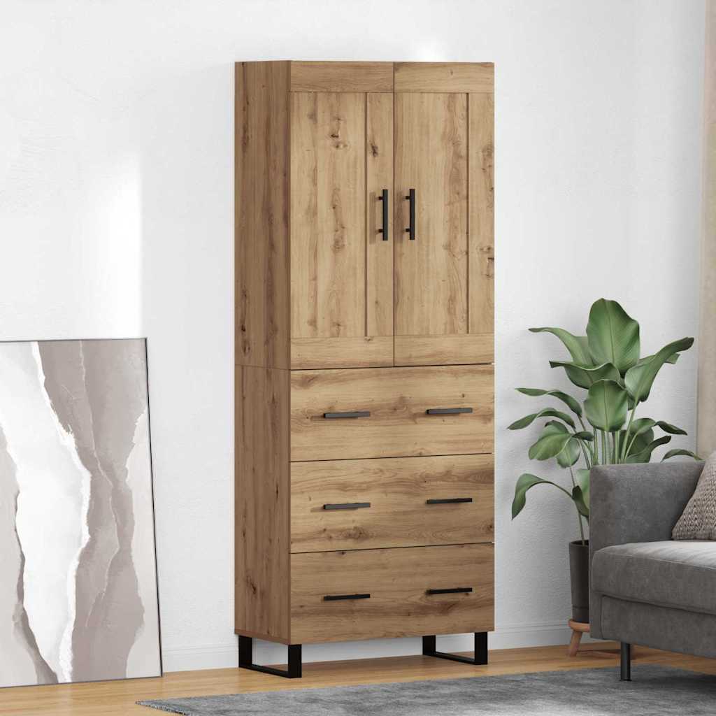 Haut Armoire 2 pcs Chêne artisanal Bois Aggloméré et Verre - XIOS