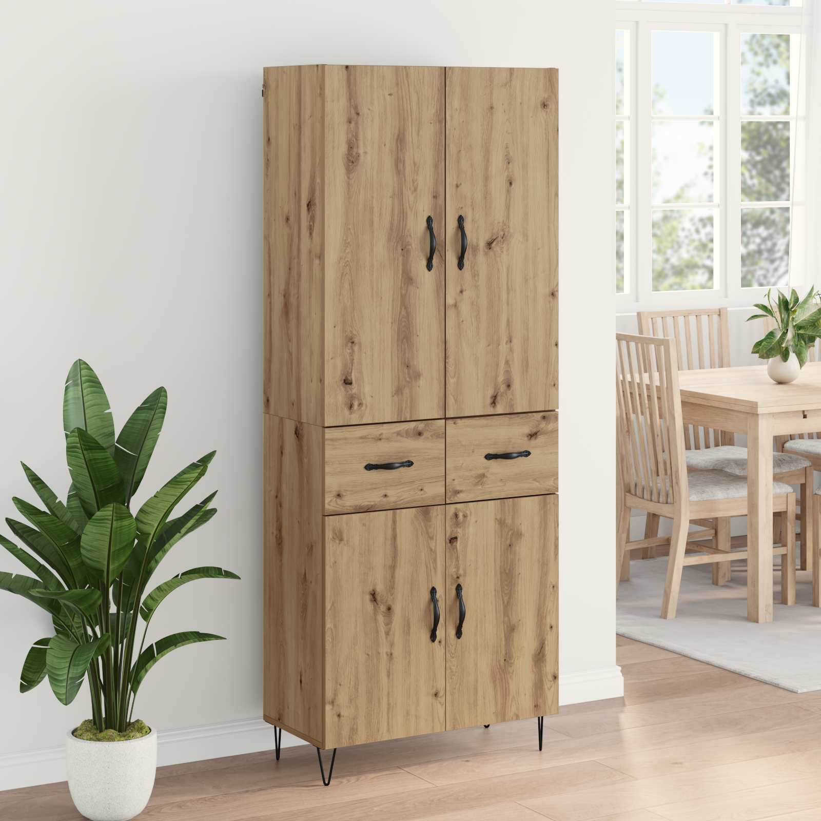 Haut Armoire 2 pcs Chêne artisanal Bois Aggloméré et Verre - XIOS