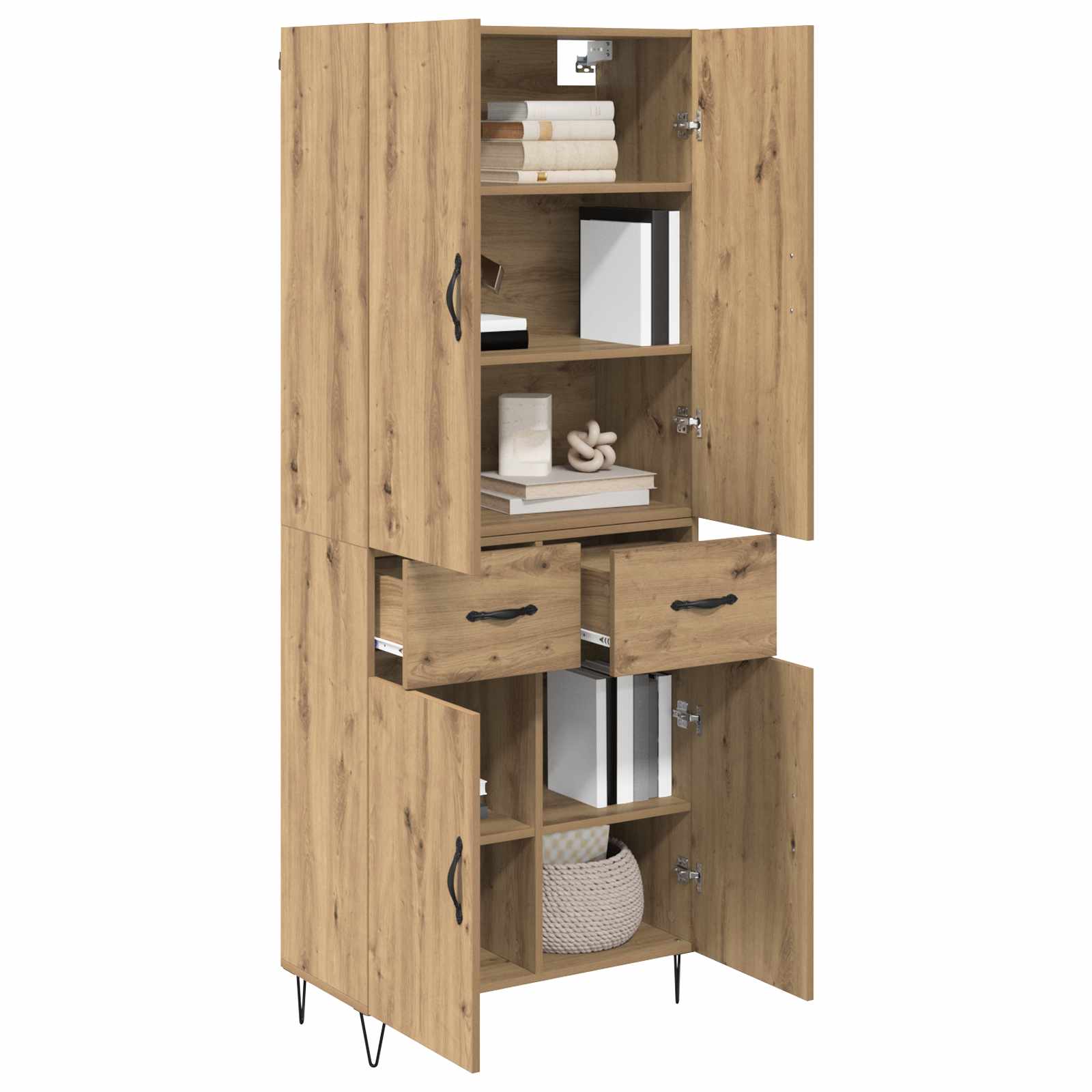 Haut Armoire 2 pcs Chêne artisanal Bois Aggloméré et Verre - XIOS