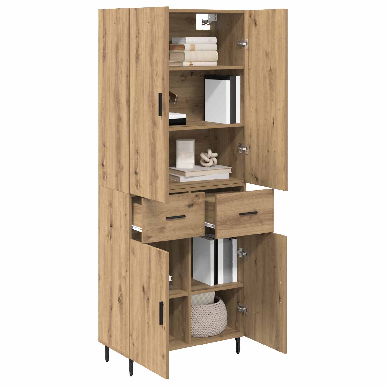 Haut Armoire avec tiroir Chêne artisanal 69,5 x 34 x 180 cm - XIOS