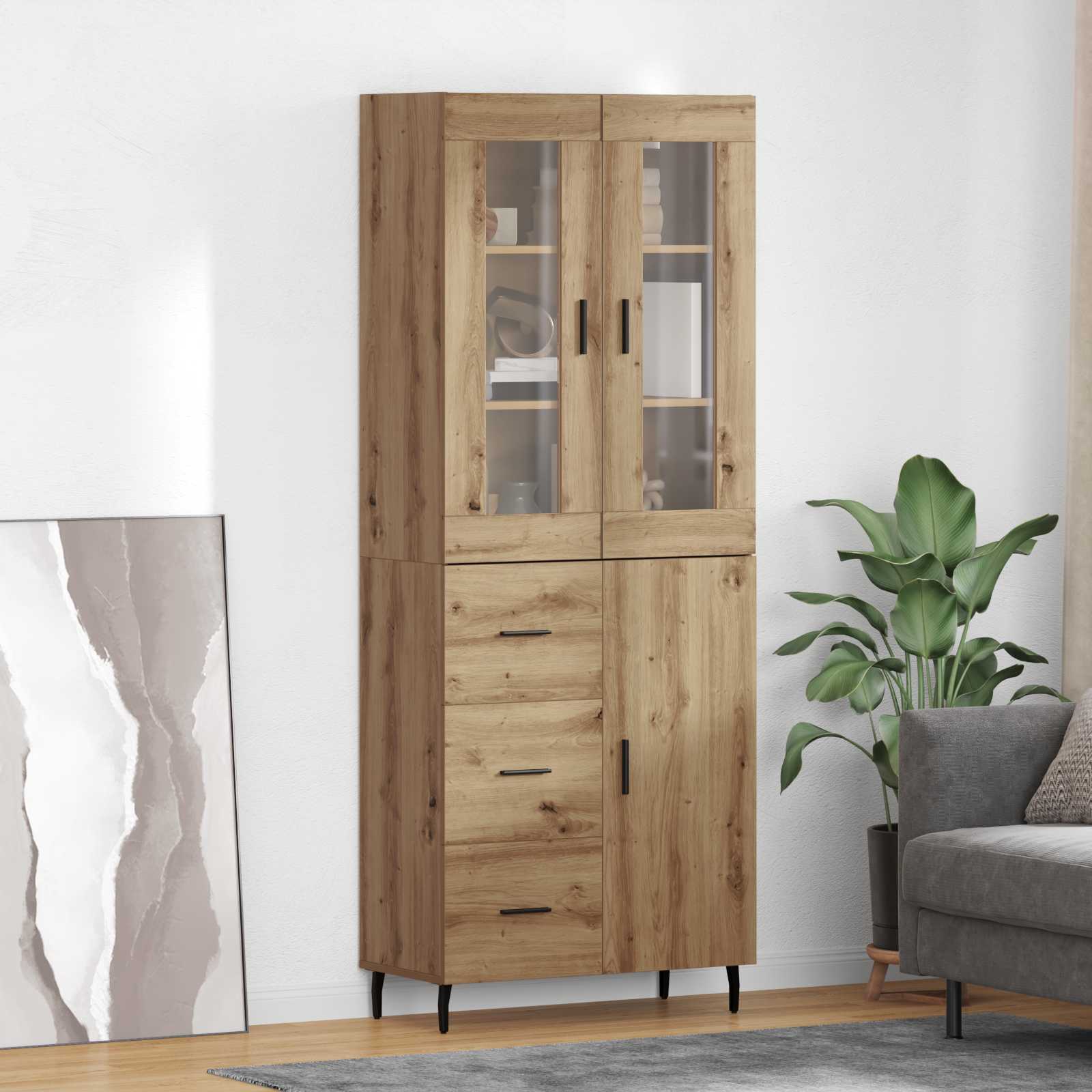 Haut Armoire 2 pcs Chêne artisanal Bois Aggloméré et Verre - XIOS