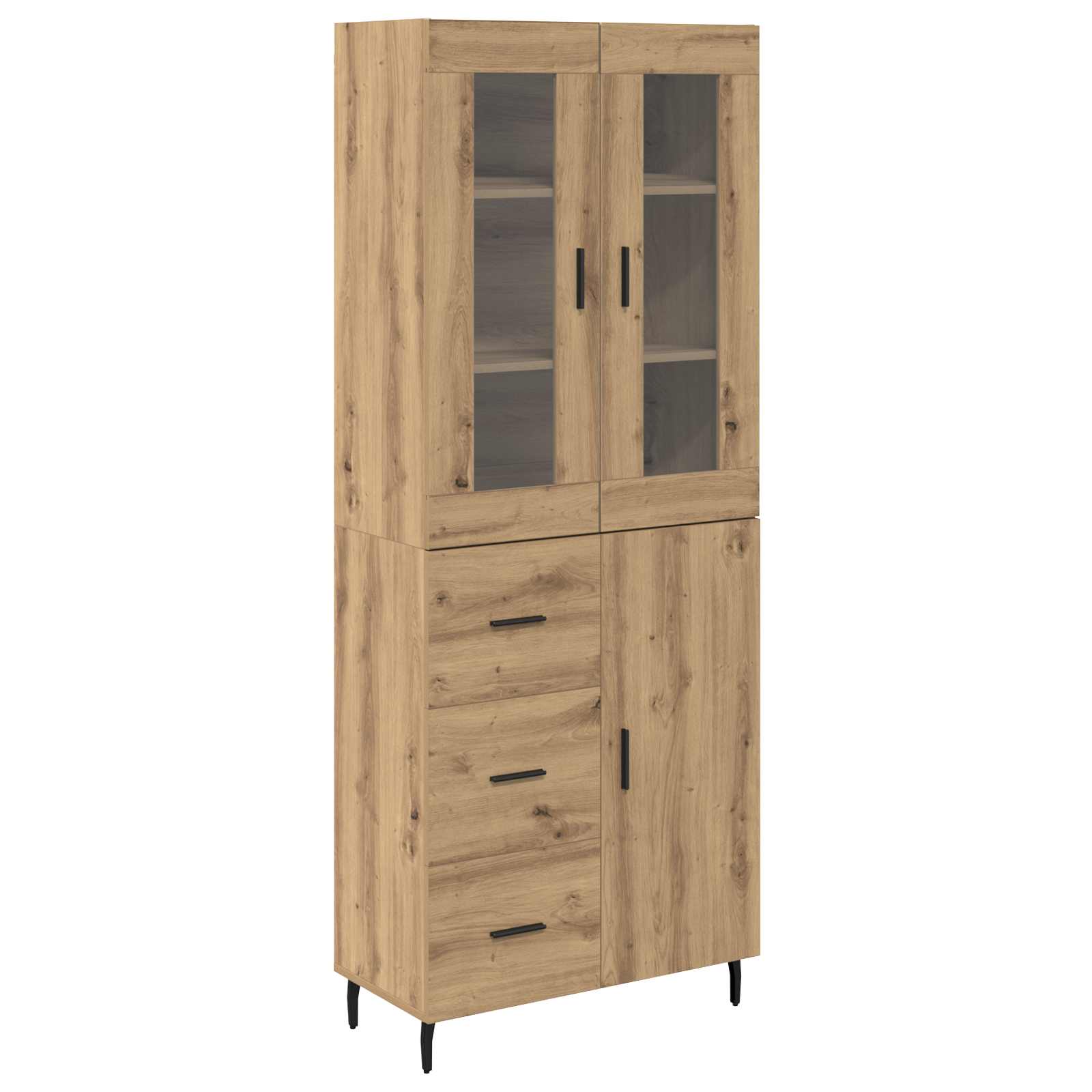 Haut Armoire 2 pcs Chêne artisanal Bois Aggloméré et Verre - XIOS