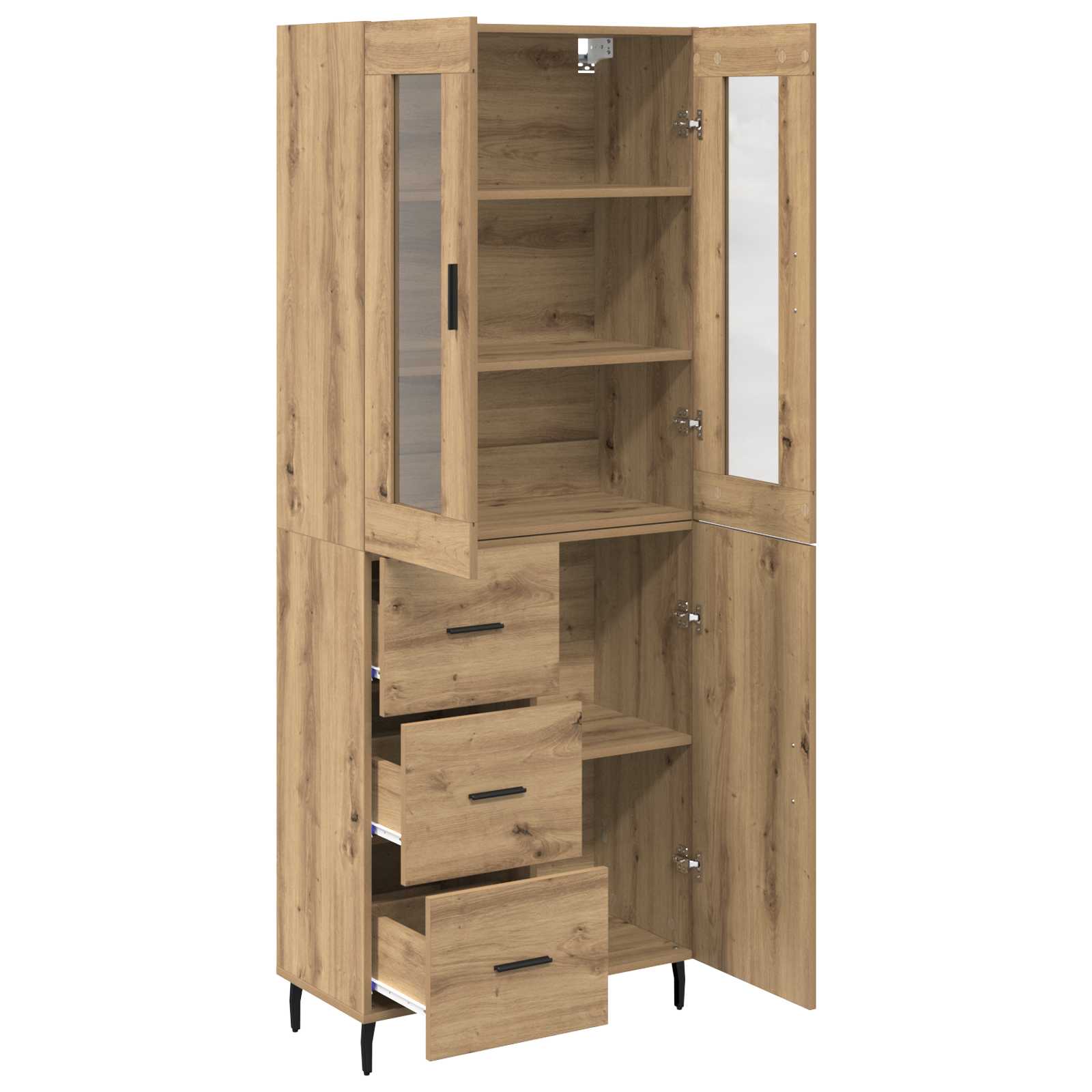 Haut Armoire 2 pcs Chêne artisanal Bois Aggloméré et Verre - XIOS
