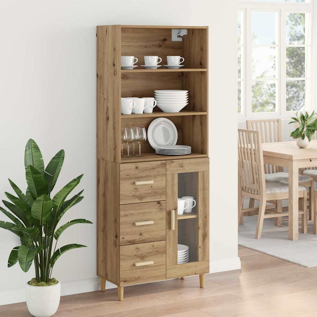 Haut Armoire avec tiroir Chêne artisanal 69,5 x 32,5 x 180 cm - XIOS