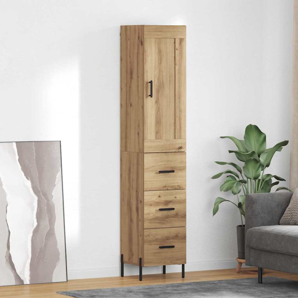 Haut Armoire avec tiroir Chêne artisanal 34,5 x 34 x 180 cm - XIOS