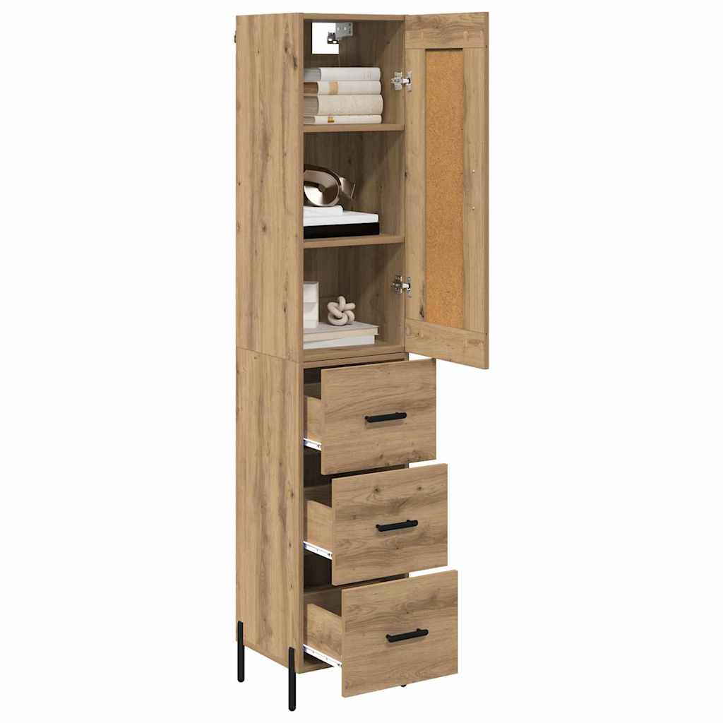Haut Armoire avec tiroir Chêne artisanal 34,5 x 34 x 180 cm - XIOS