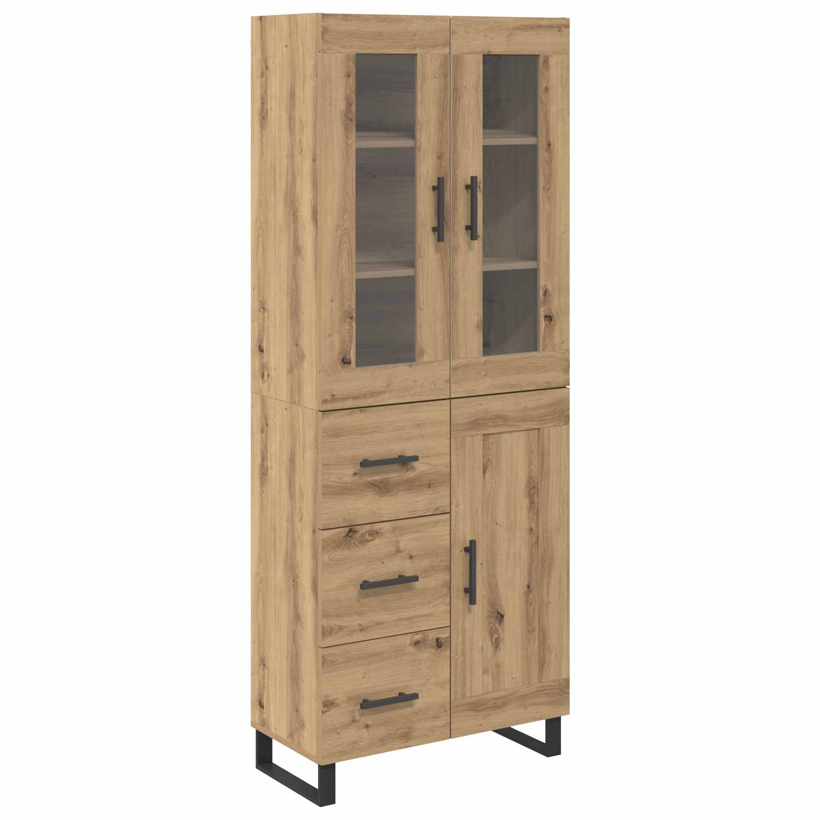 Haut Armoire 2 pcs Chêne artisanal Bois Aggloméré et Verre - XIOS