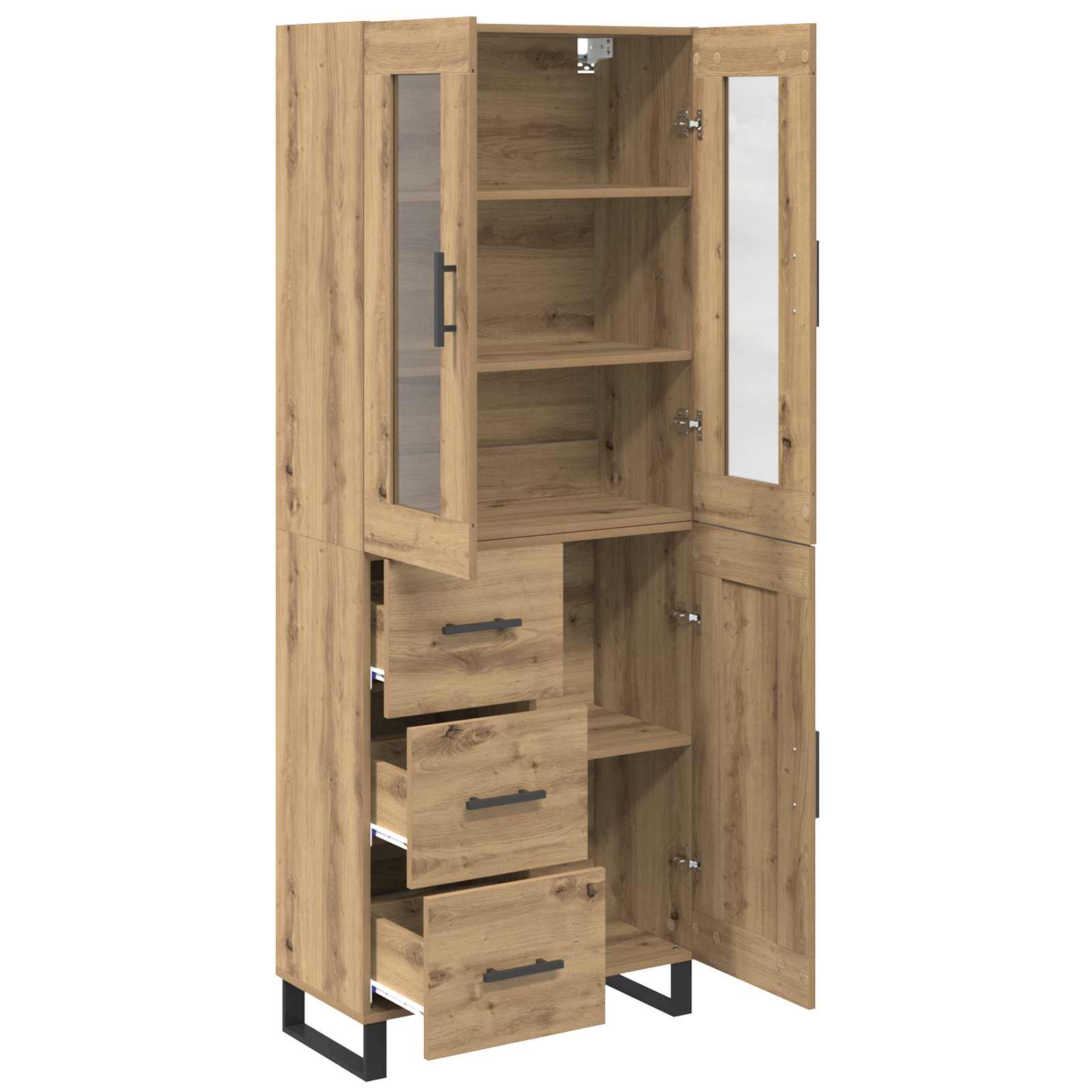 Haut Armoire 2 pcs Chêne artisanal Bois Aggloméré et Verre - XIOS